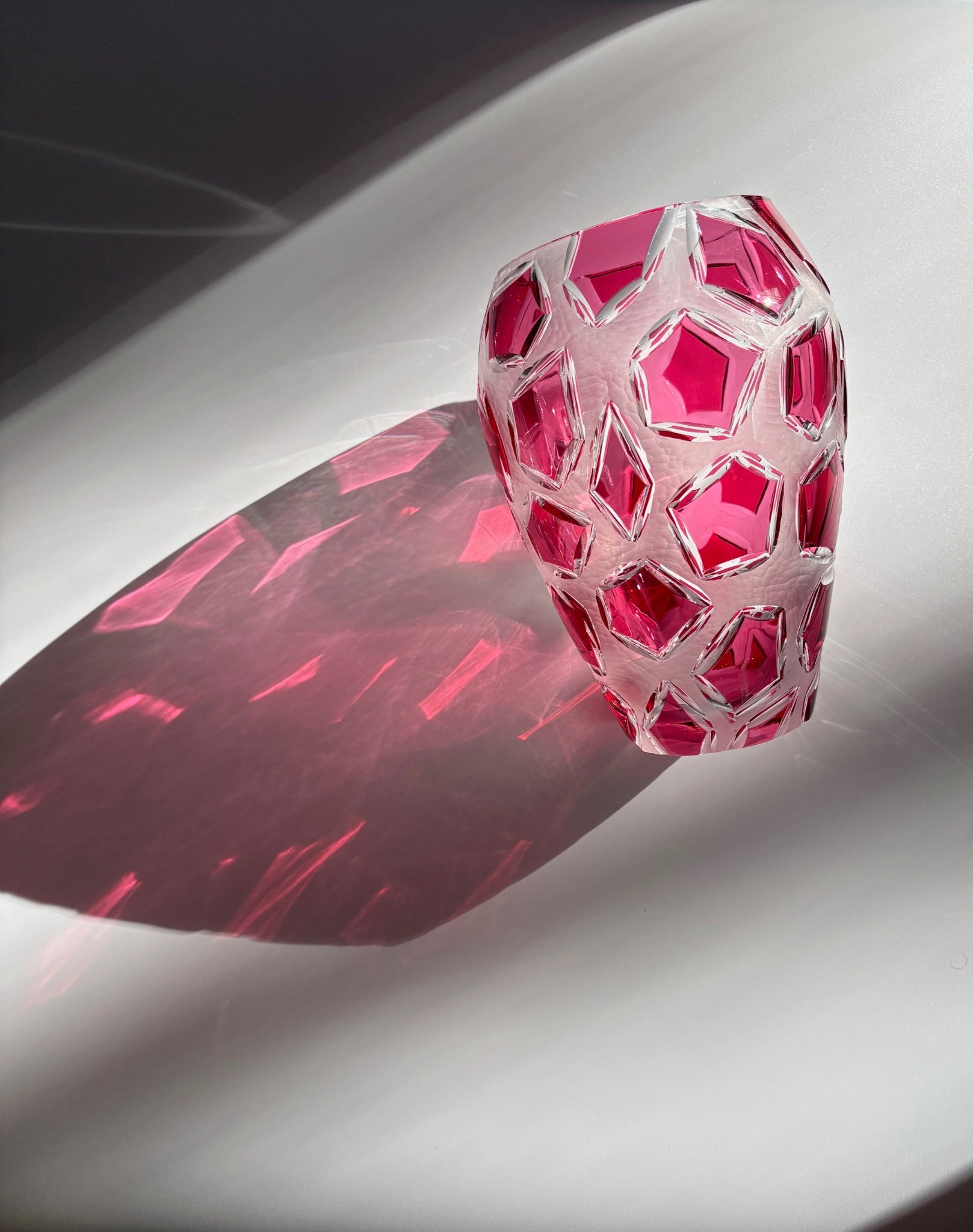 Bohemian Ruby Cut Crystal Vase
