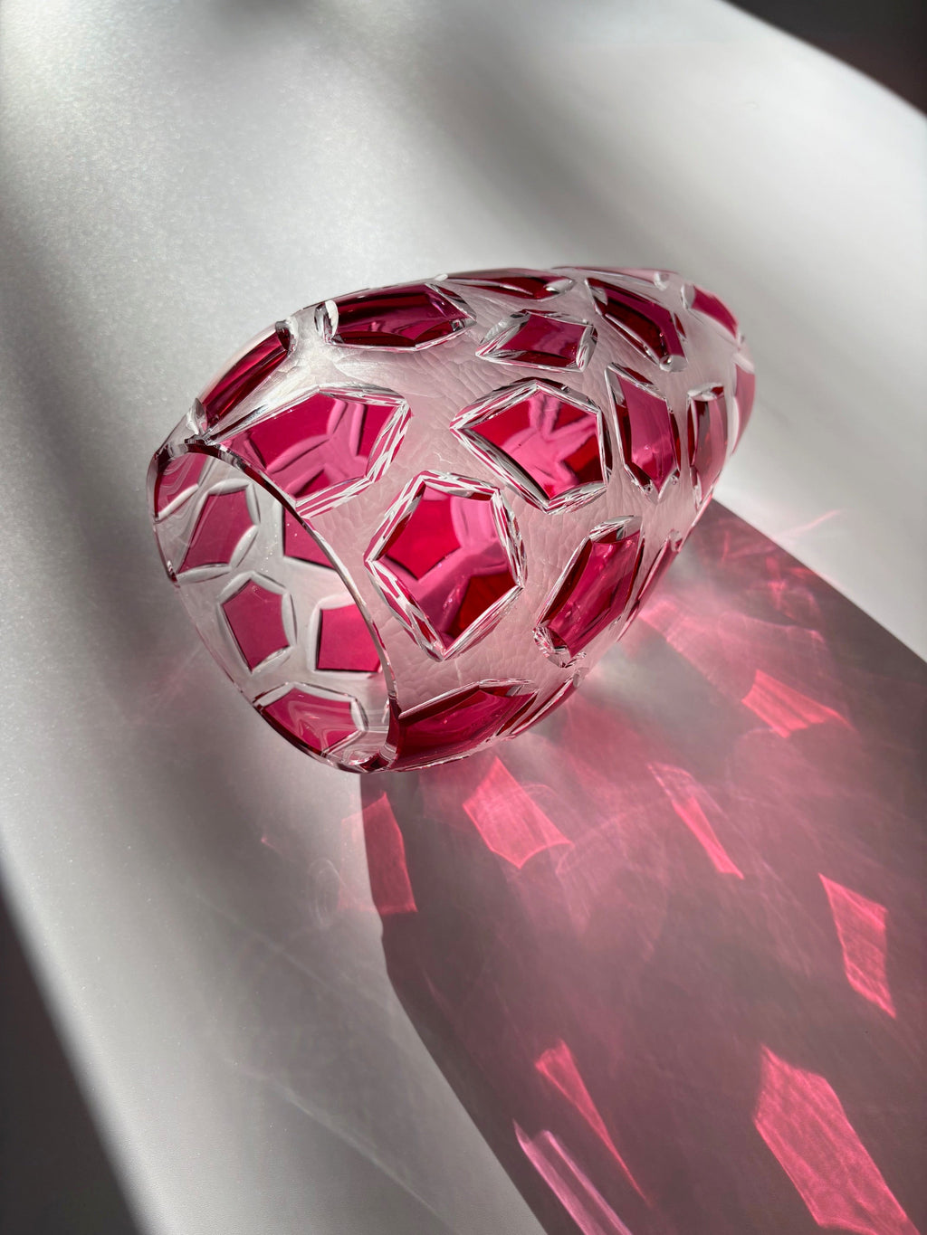 Bohemian Ruby Cut Crystal Vase