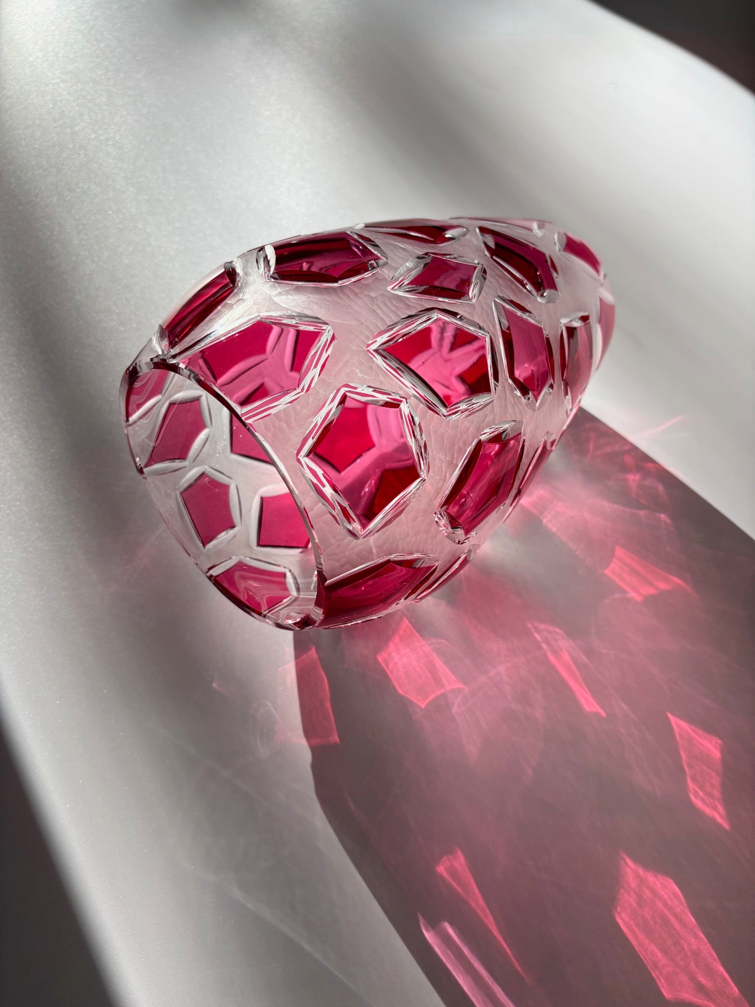 Bohemian Ruby Cut Crystal Vase