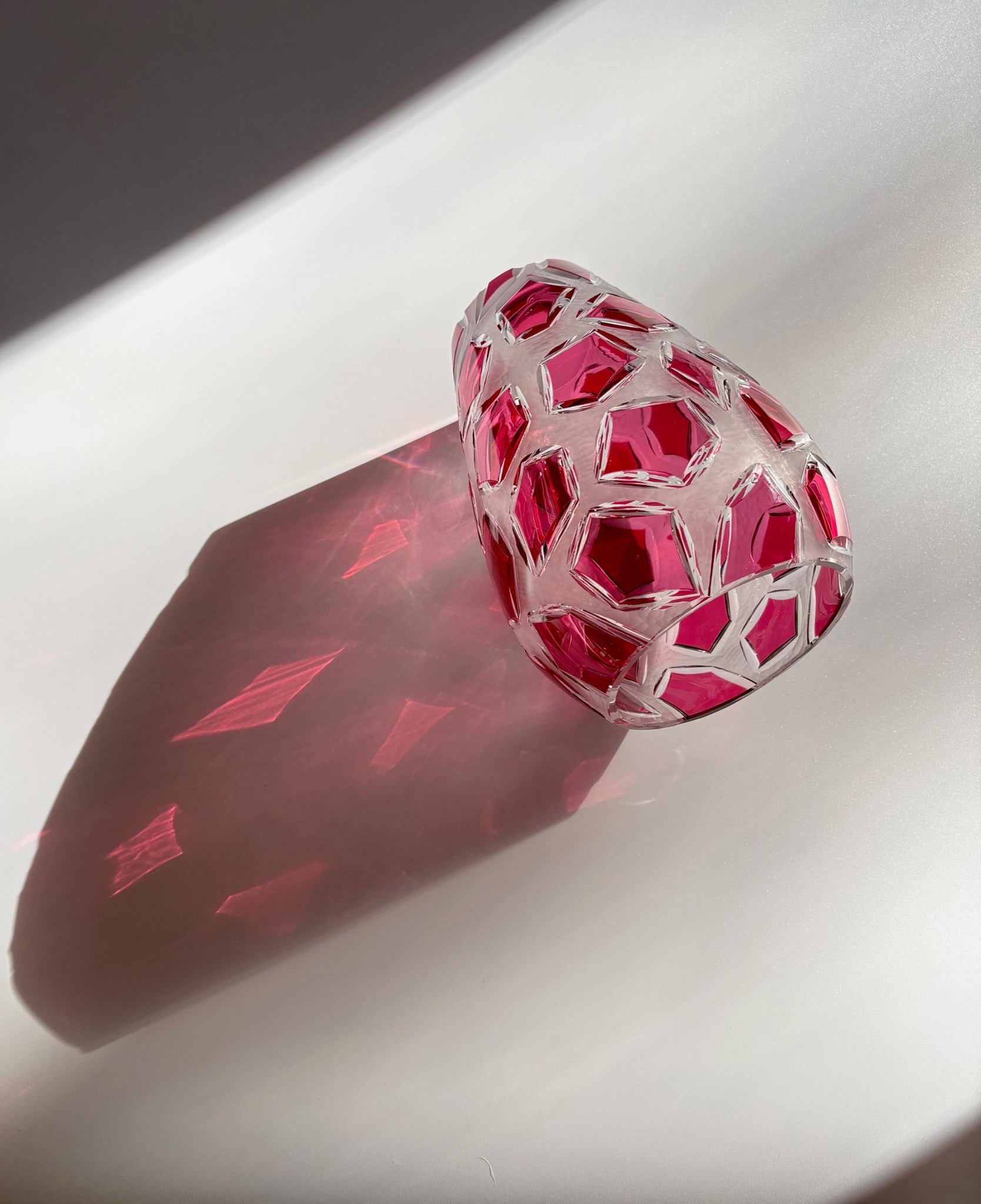 Bohemian Ruby Cut Crystal Vase