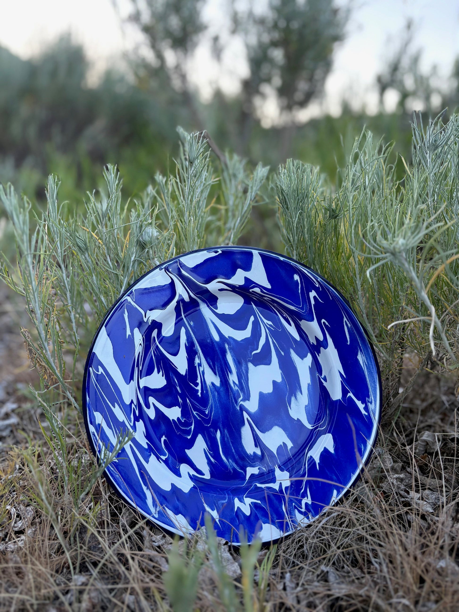 Marbled Enamel Bowl and Plate