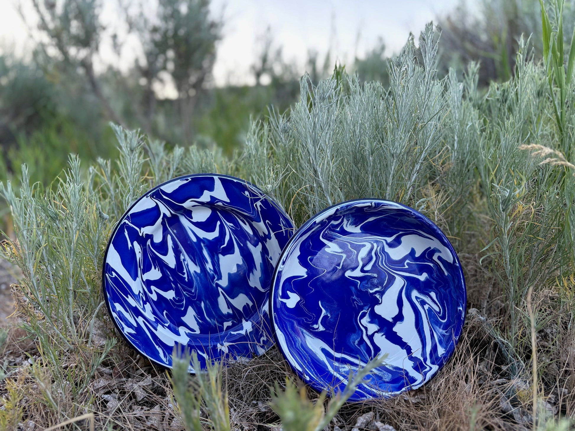 Marbled Enamel Bowl and Plate