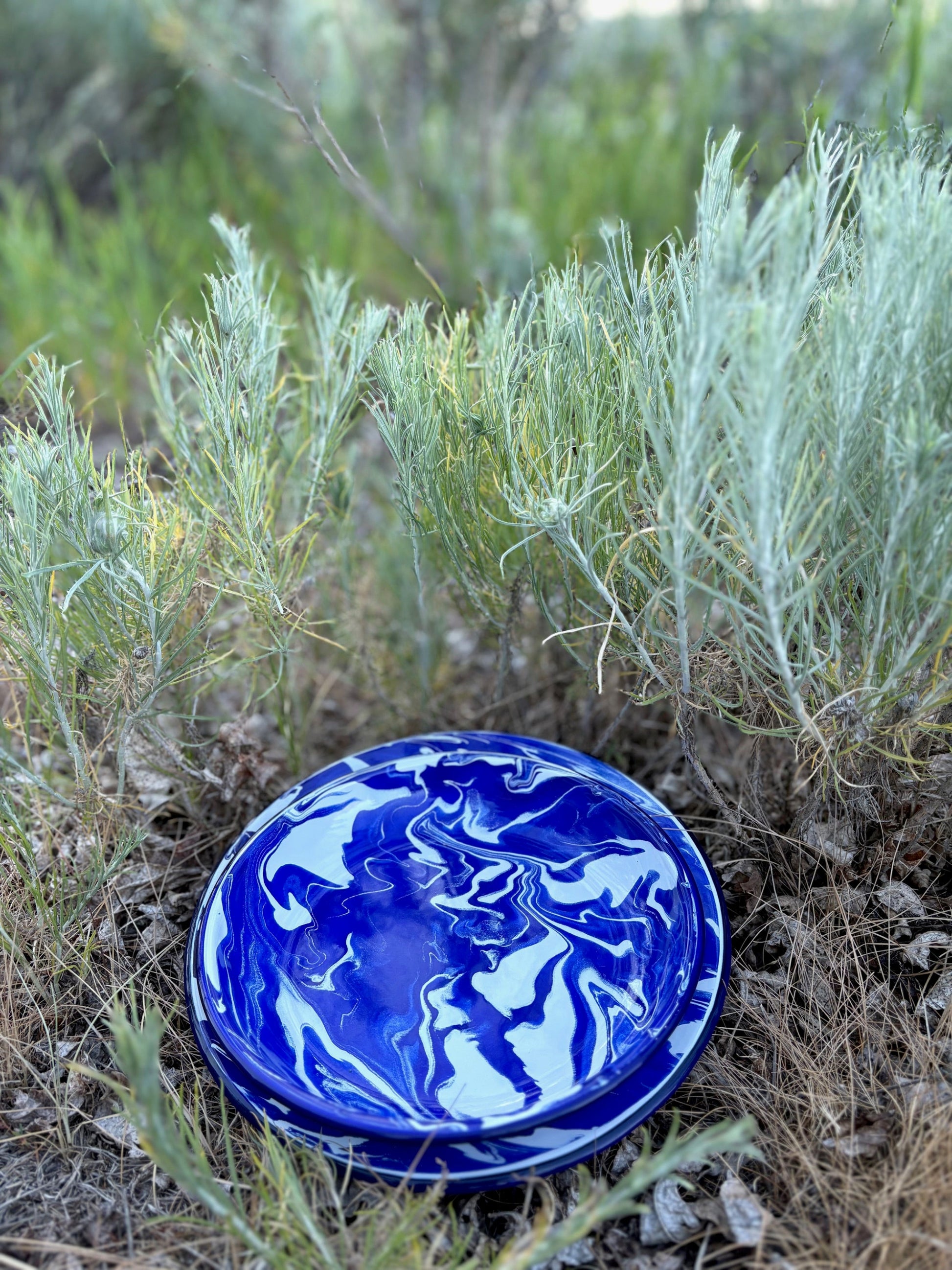 Marbled Enamel Bowl and Plate
