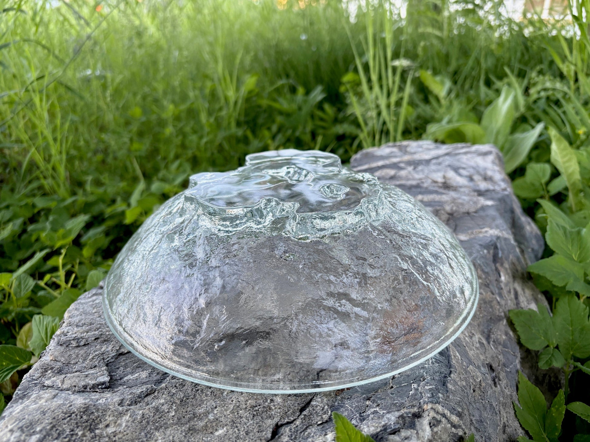 Textured Glass Serving Bowl
