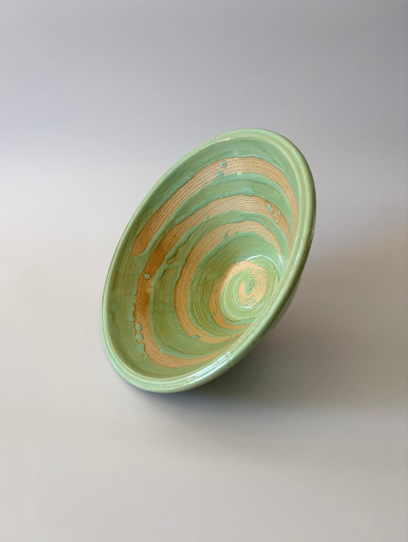 Green Swirled Ceramic Bowl