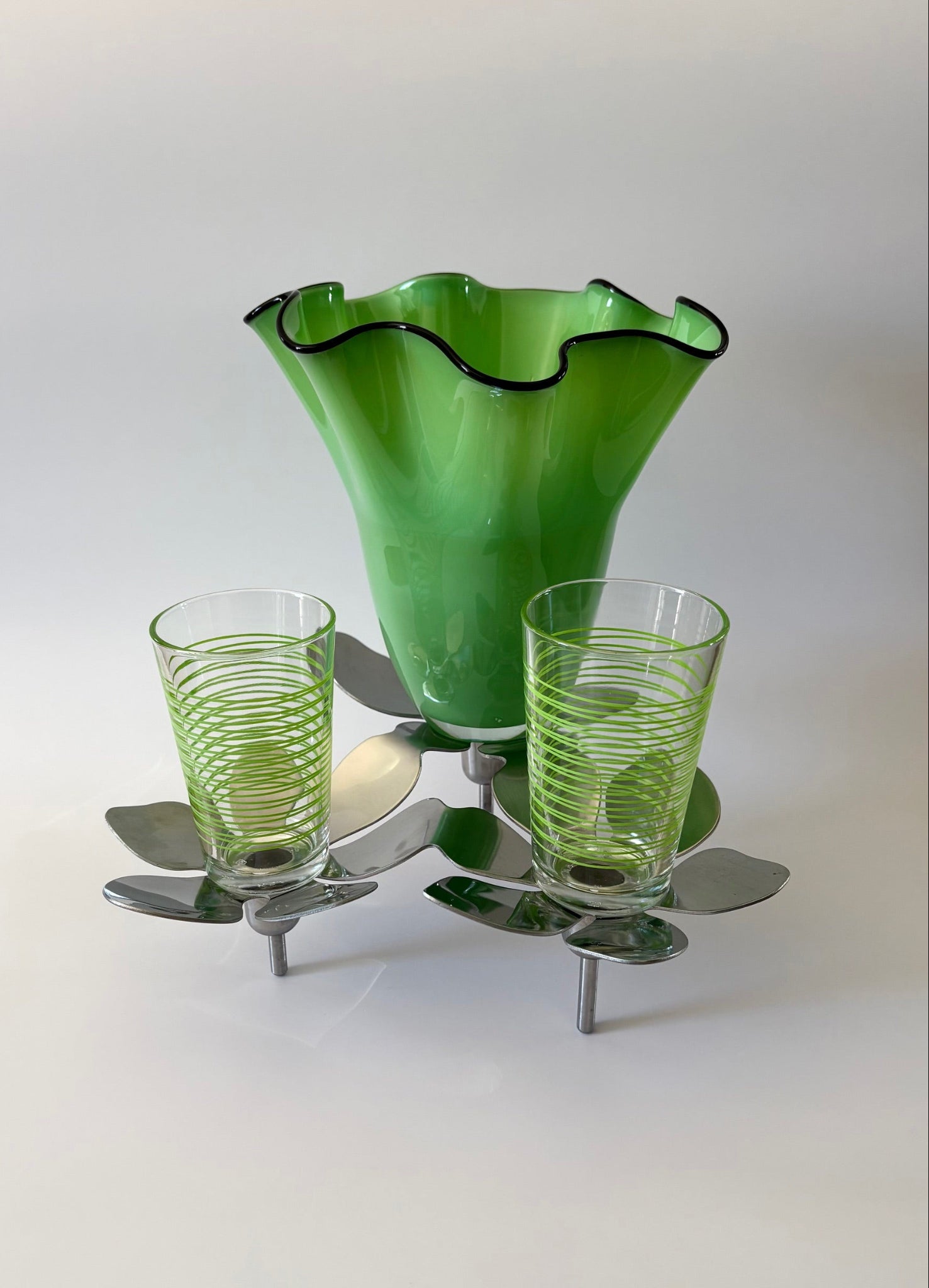 Fazzoletto Style Green Glass Vase