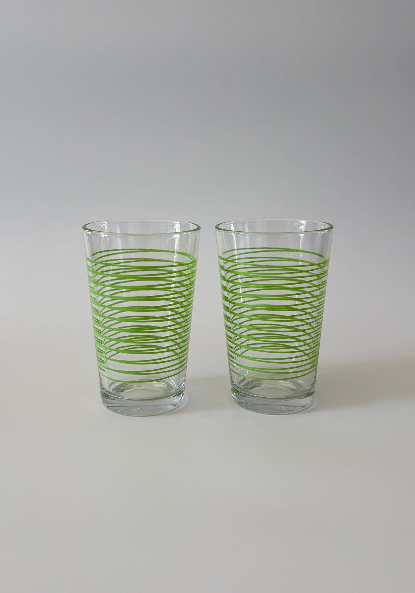 Juice Glasses with Green Stripes