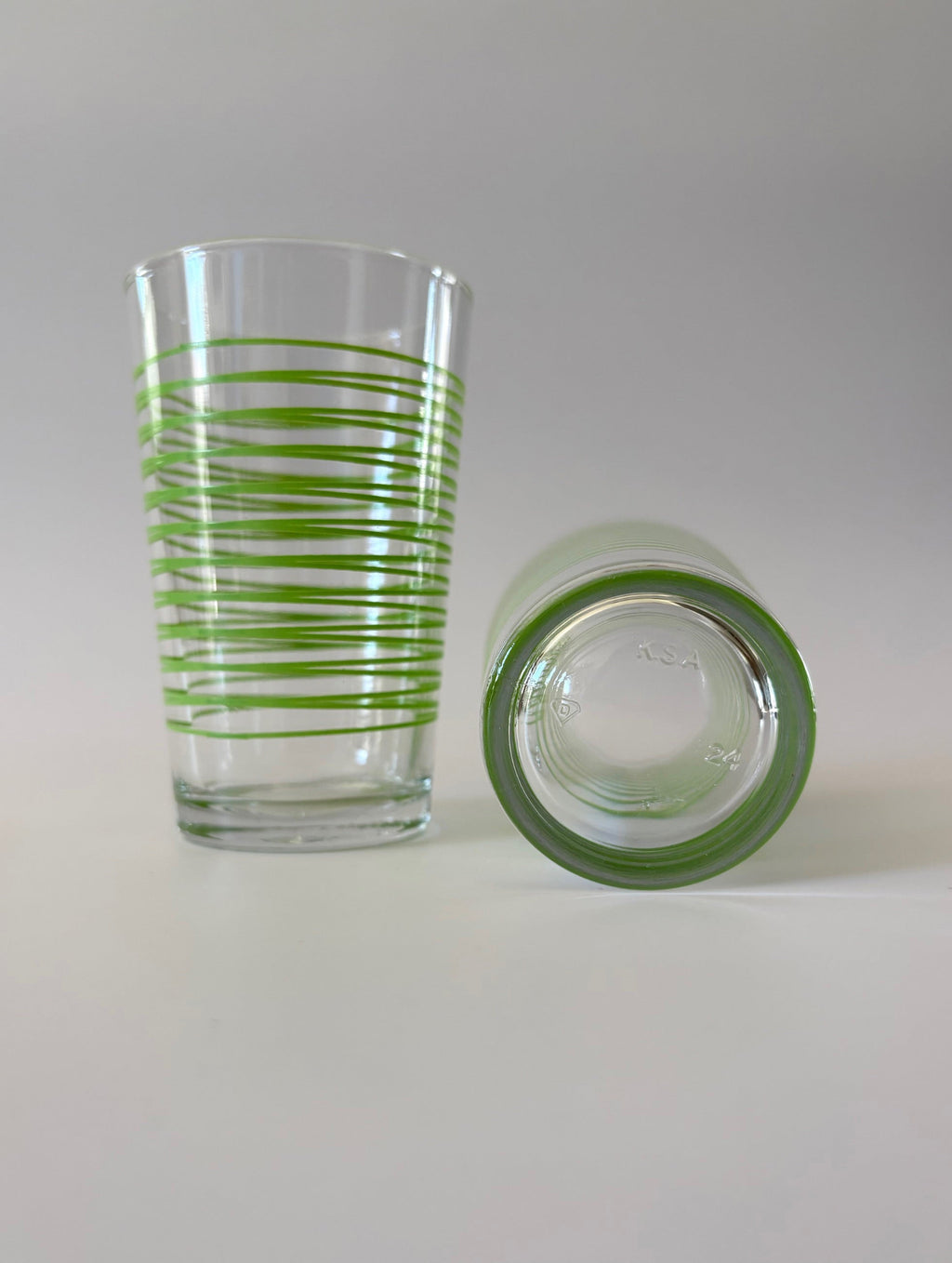 Juice Glasses with Green Stripes