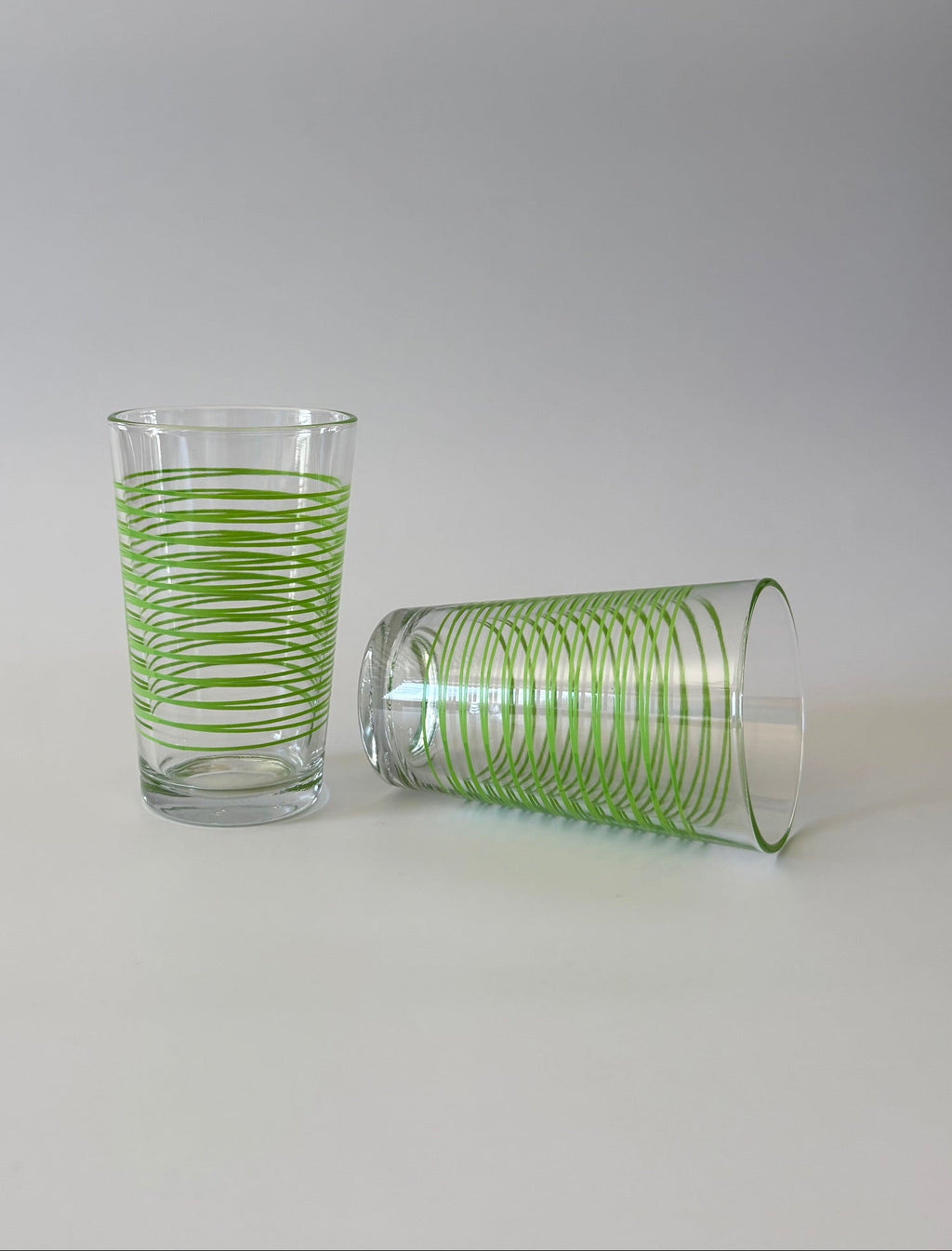 Juice Glasses with Green Stripes