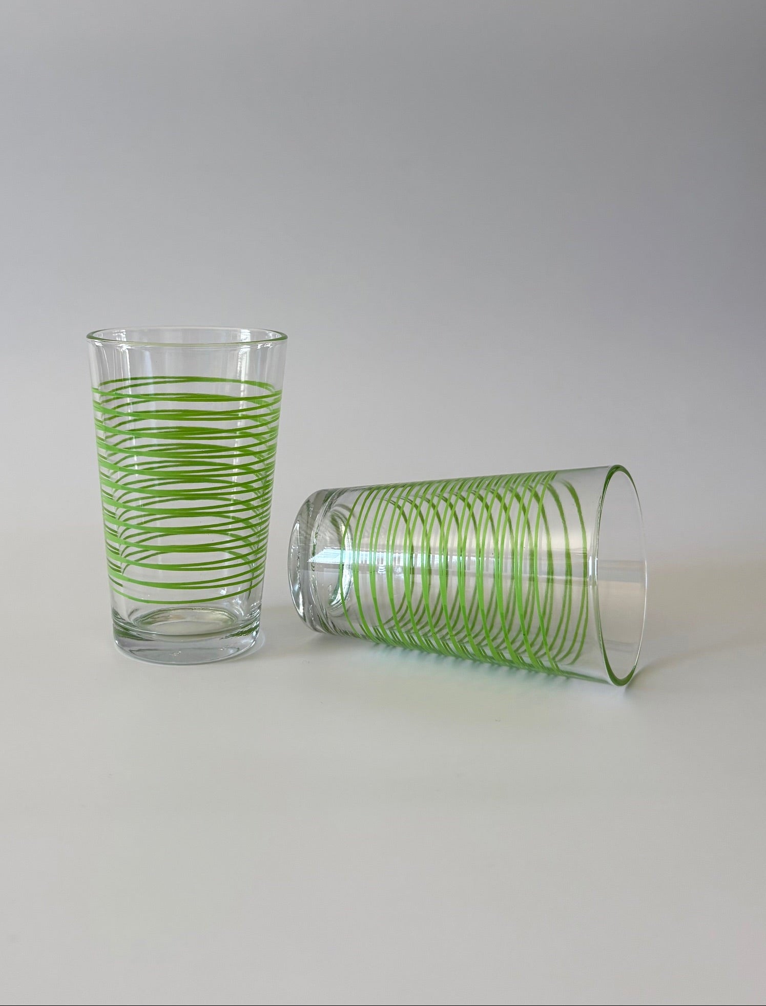 Juice Glasses with Green Stripes