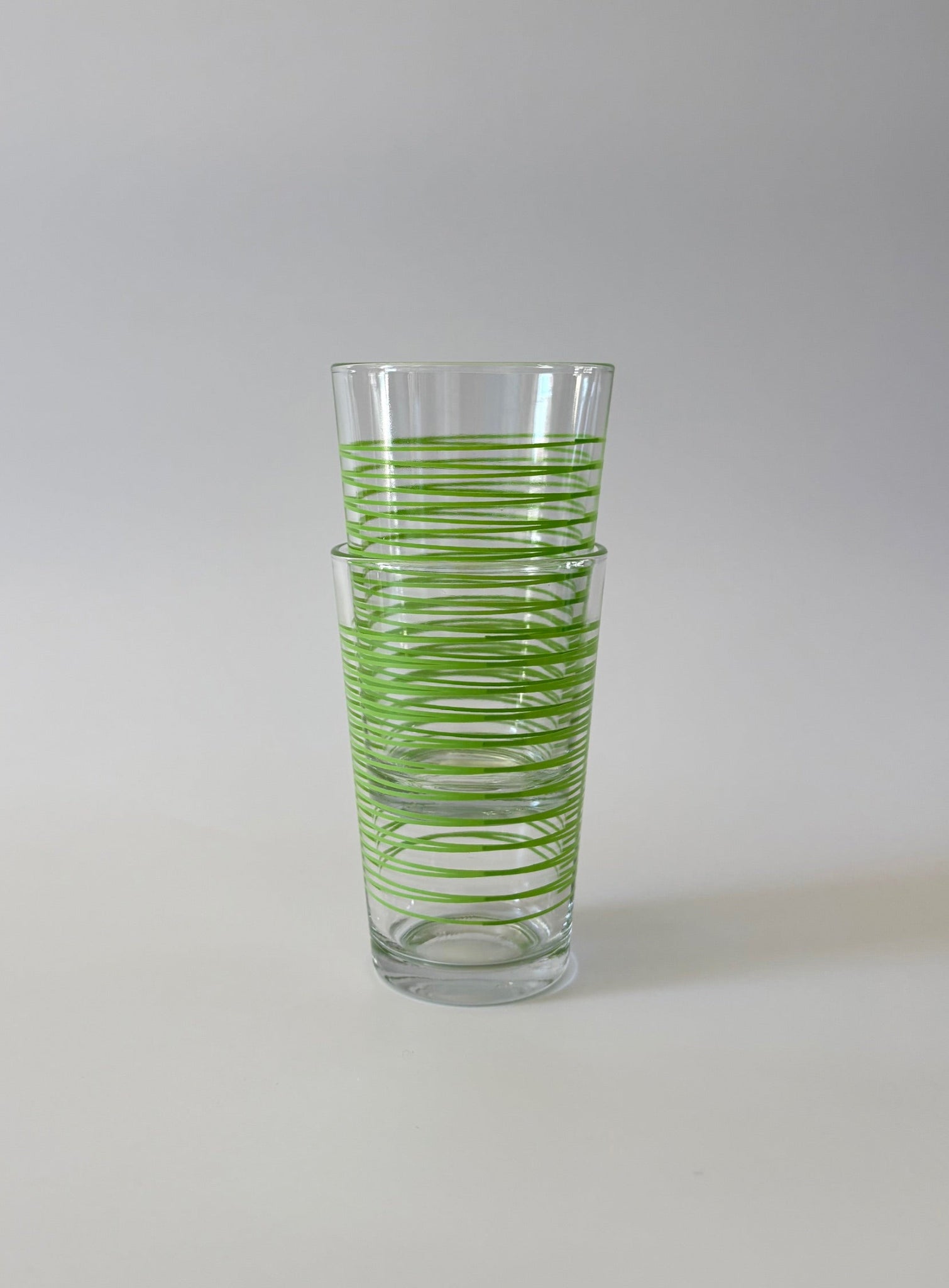 Juice Glasses with Green Stripes