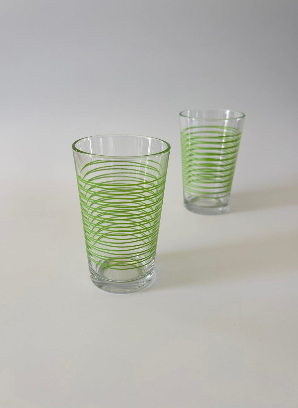 Juice Glasses with Green Stripes