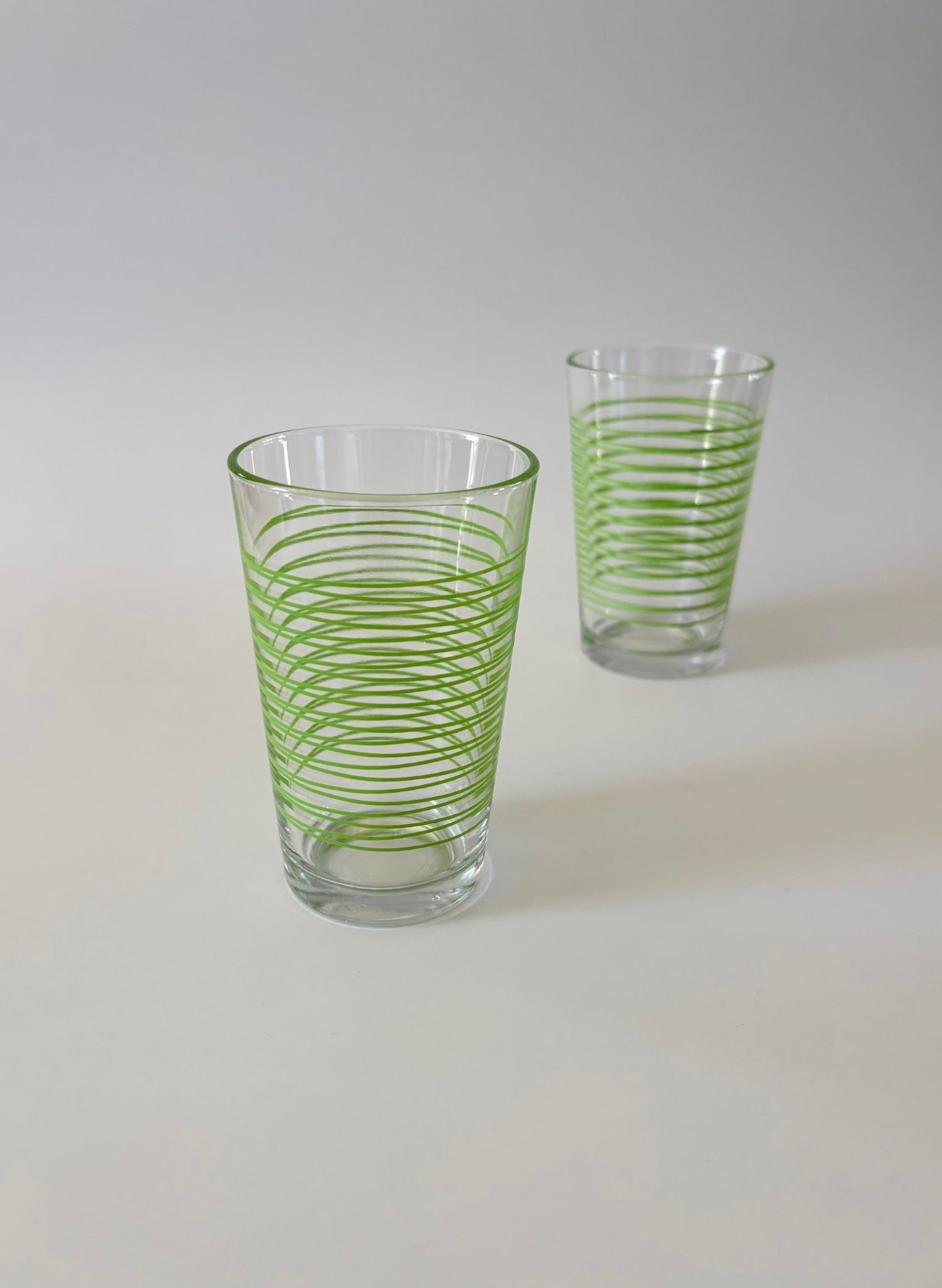 Juice Glasses with Green Stripes