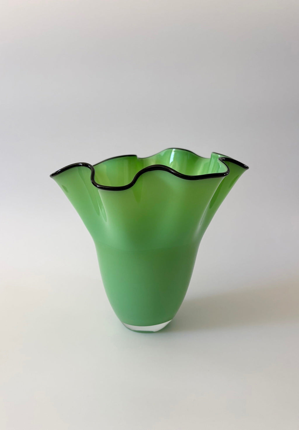 Fazzoletto Style Green Glass Vase