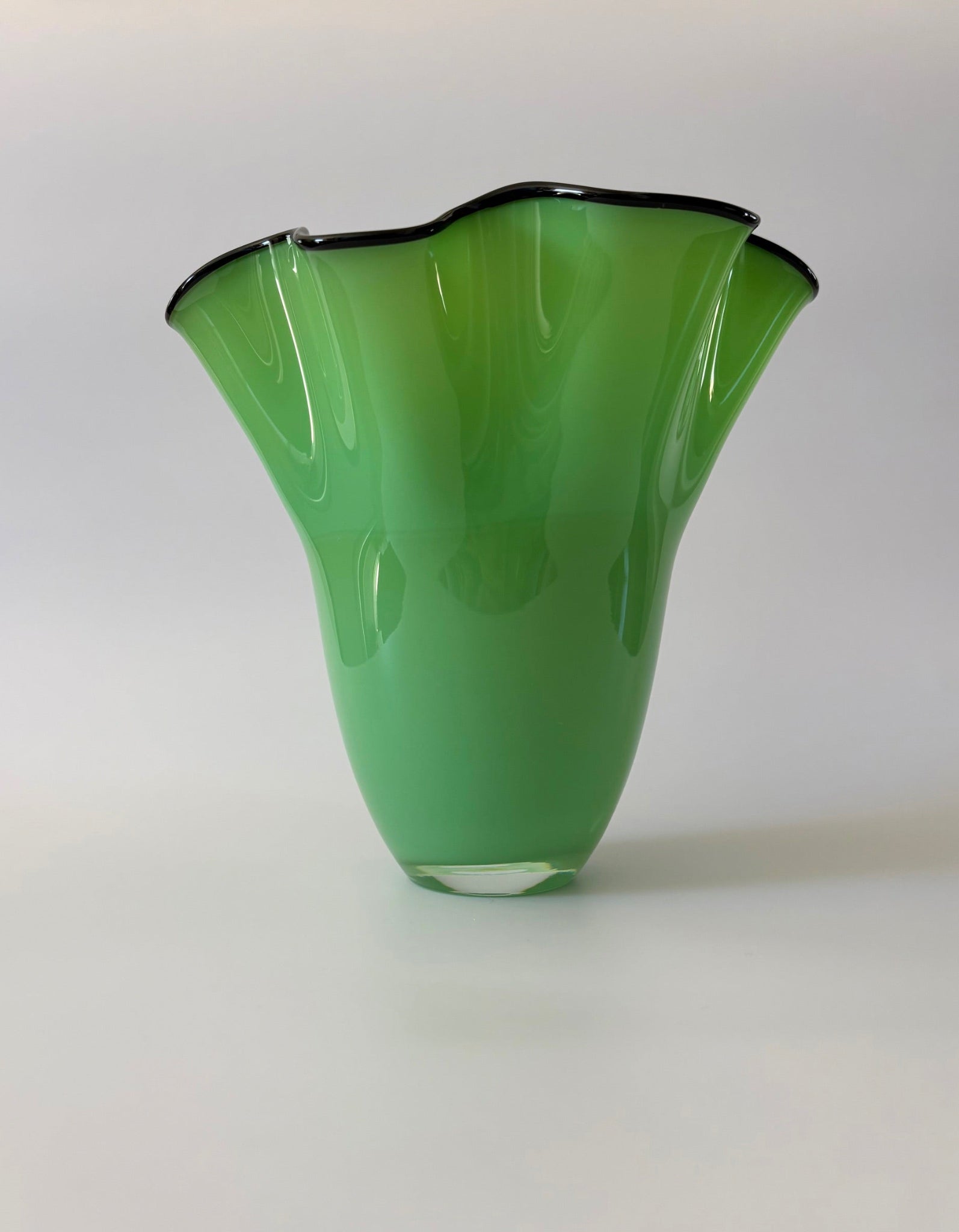 Fazzoletto Style Green Glass Vase