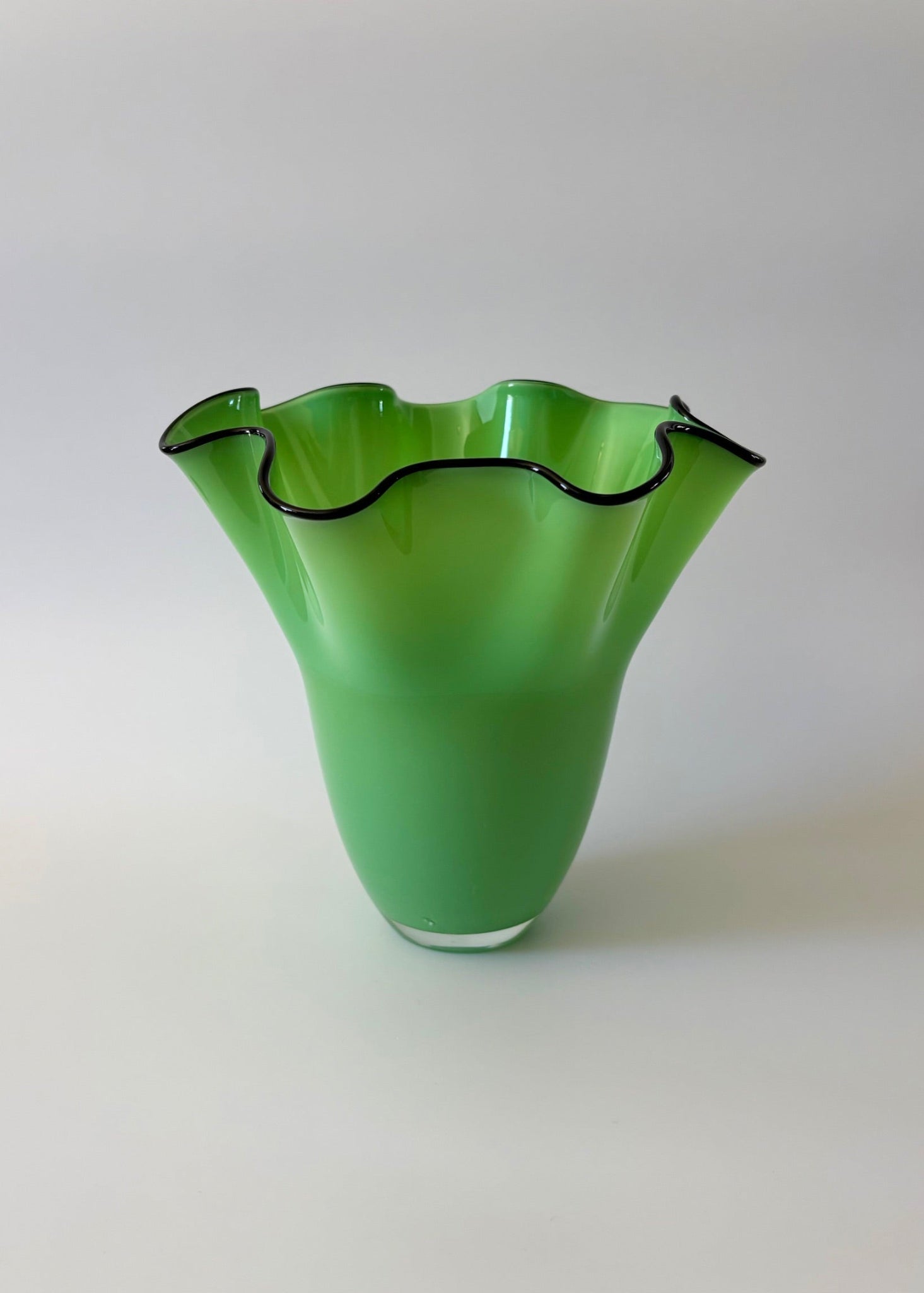 Fazzoletto Style Green Glass Vase