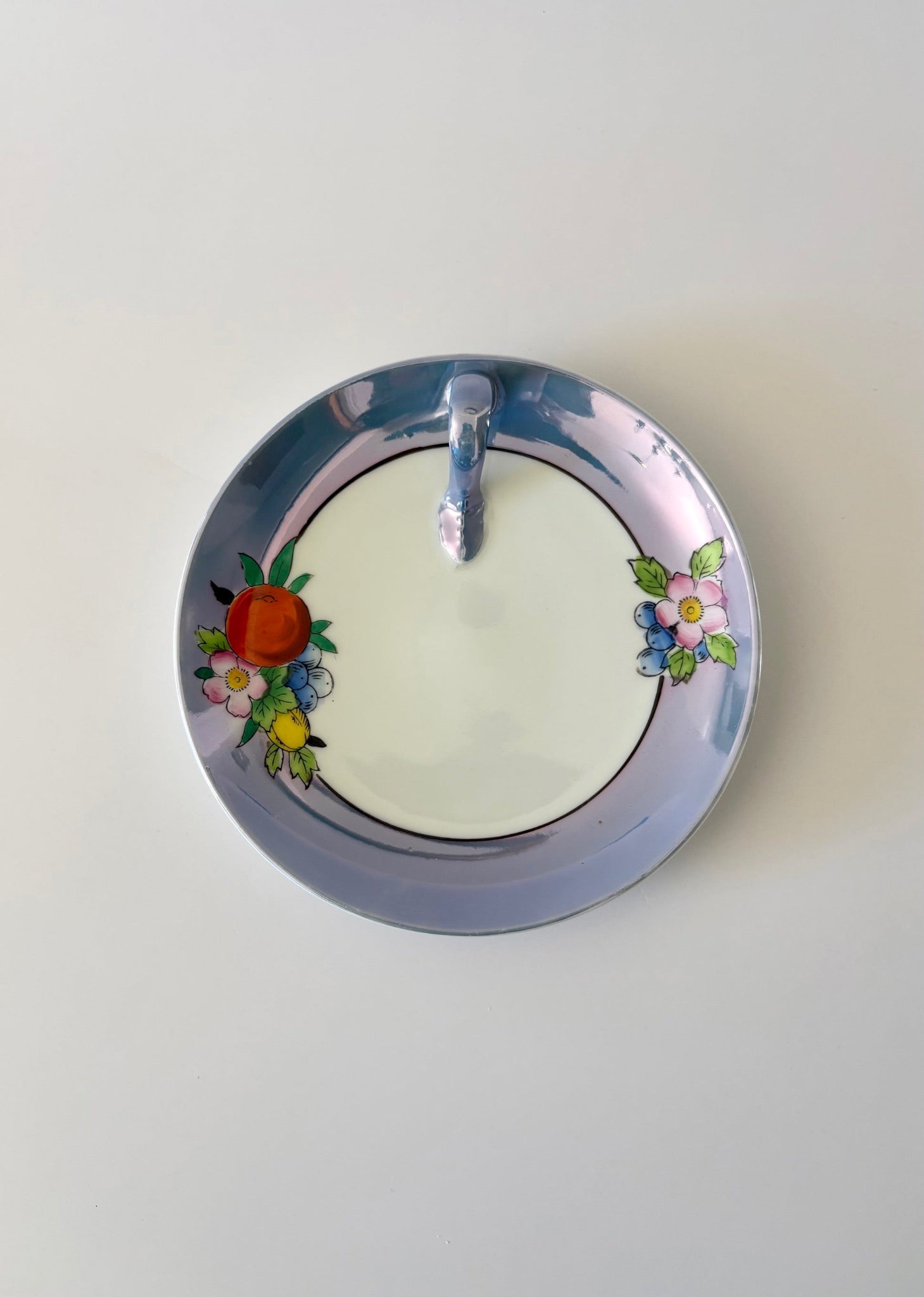 Blue Floral Dish with Handle