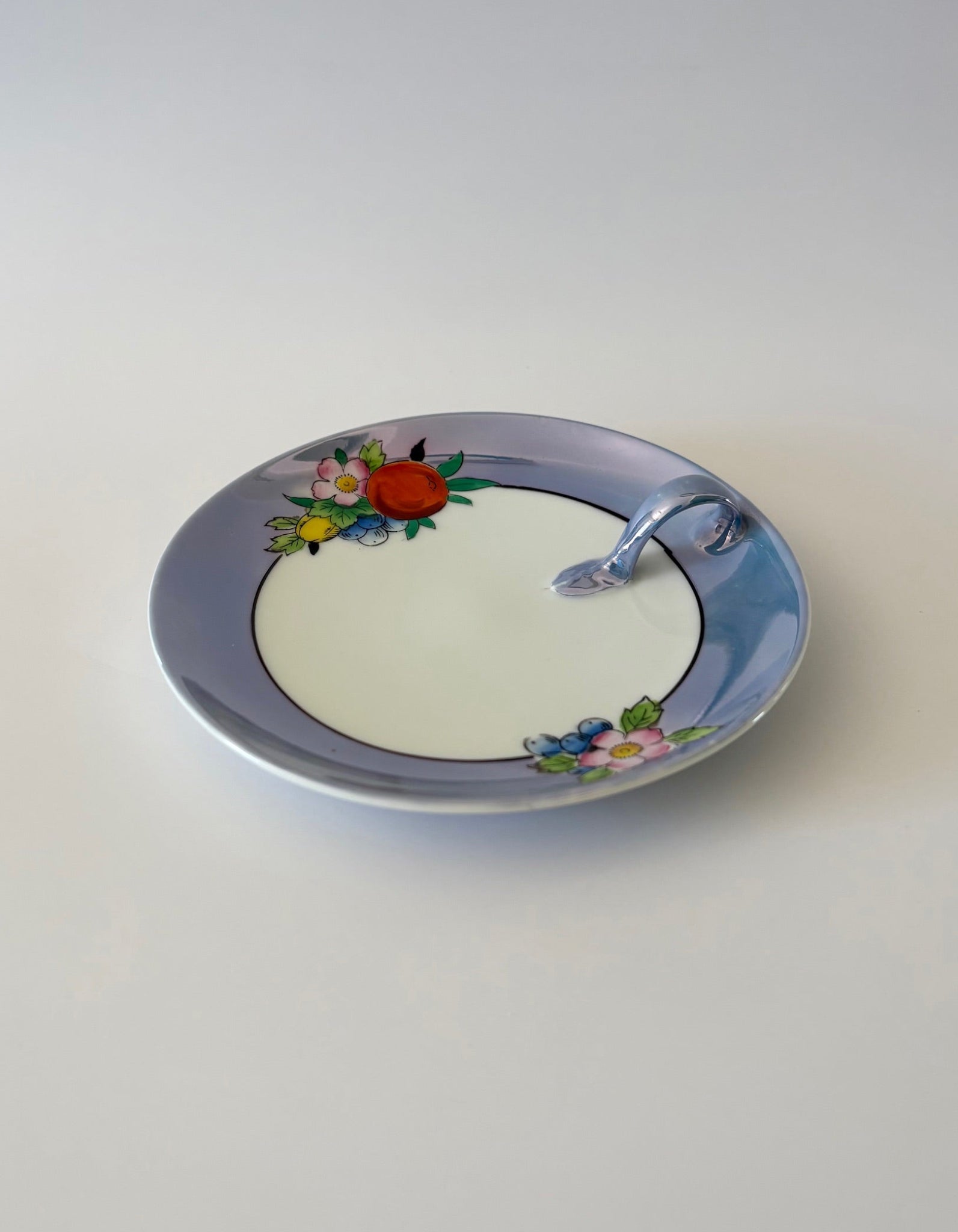 Blue Floral Dish with Handle