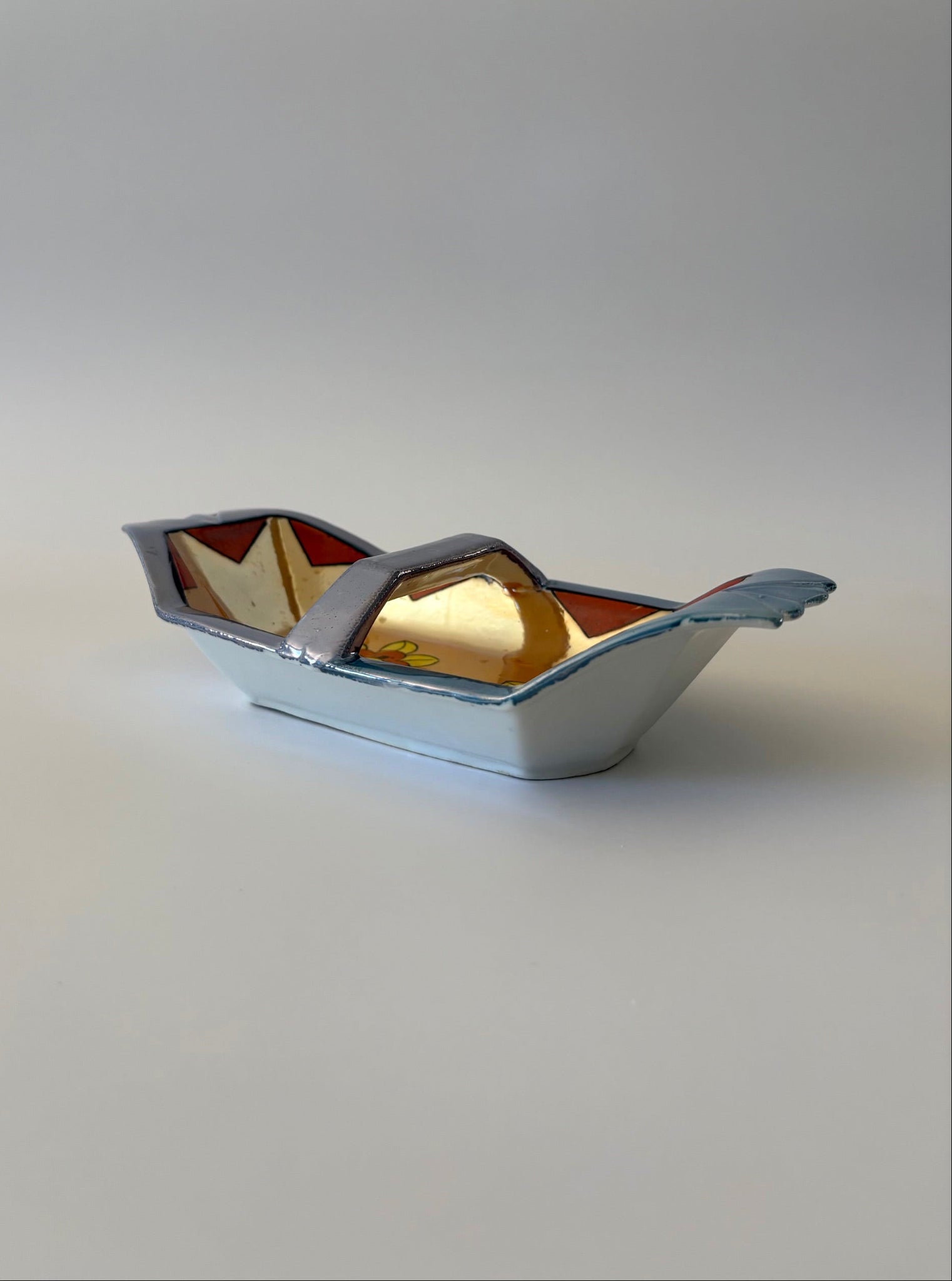 Japanese Lusterware Dish with Handle