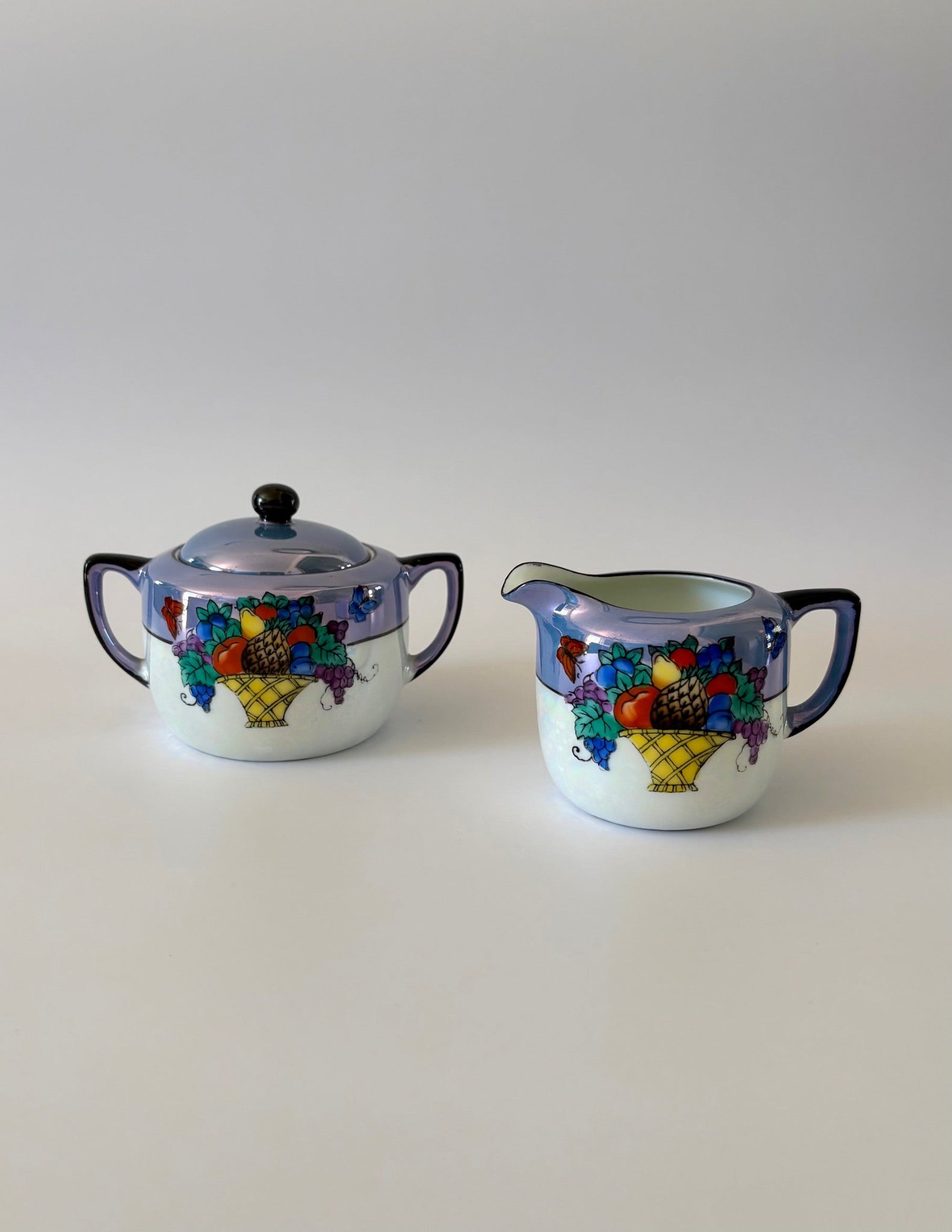 Cream and Sugar Set with Fruit Basket