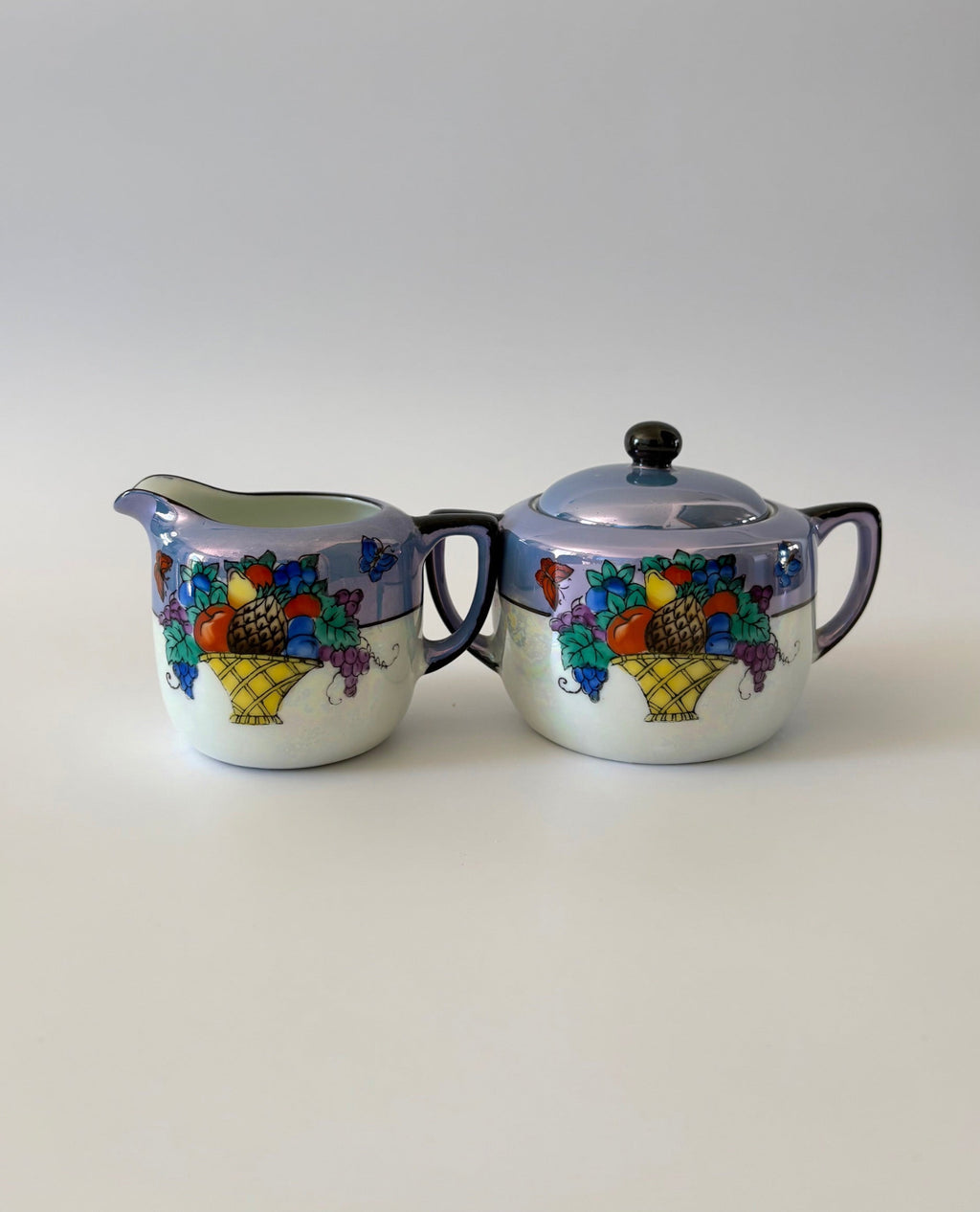 Cream and Sugar Set with Fruit Basket