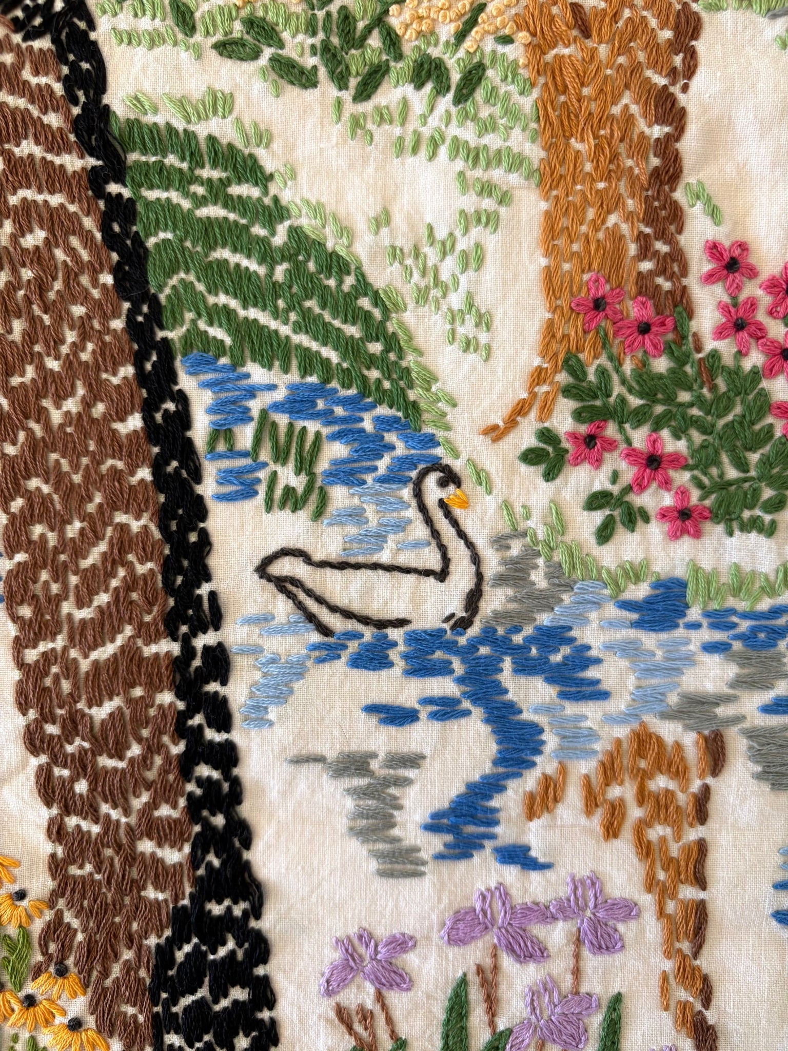 Hand Embroidered Cottage Tapestry