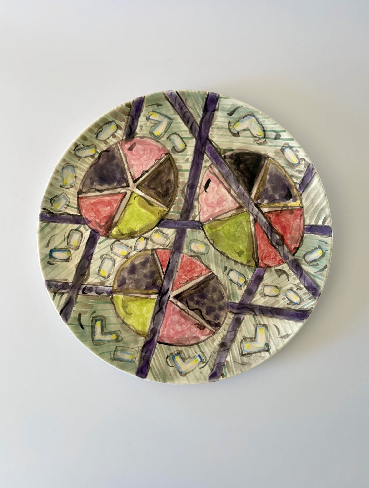 Multicolor-Multipattern Ceramic Serving Plate