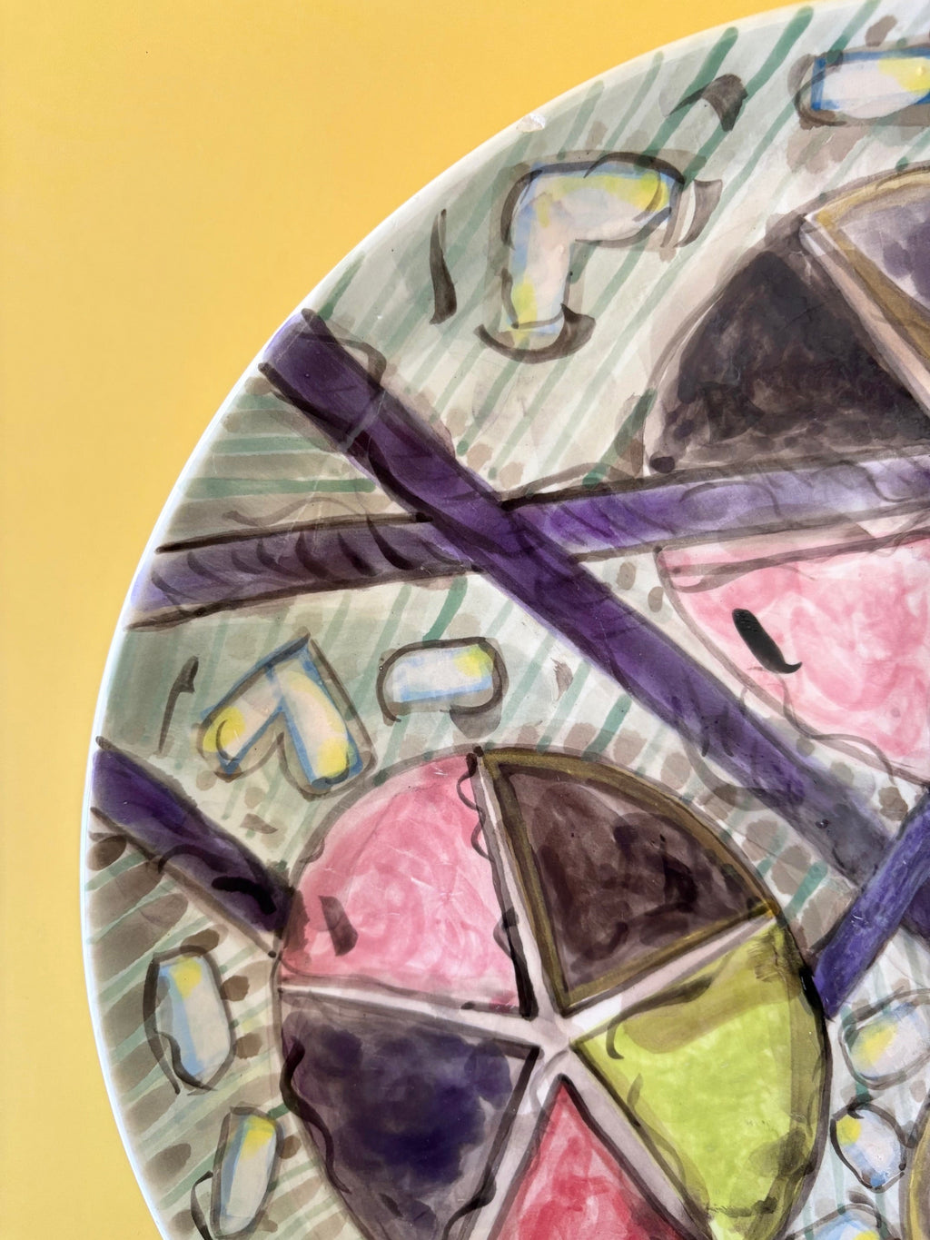 Multicolor-Multipattern Ceramic Serving Plate