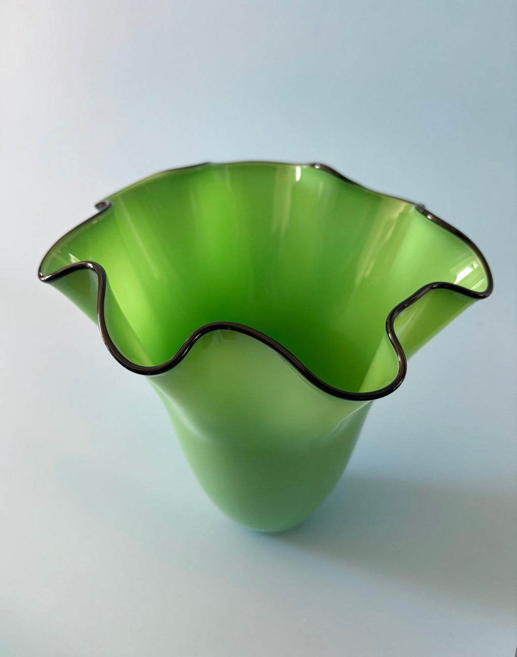 Fazzoletto Style Green Glass Vase