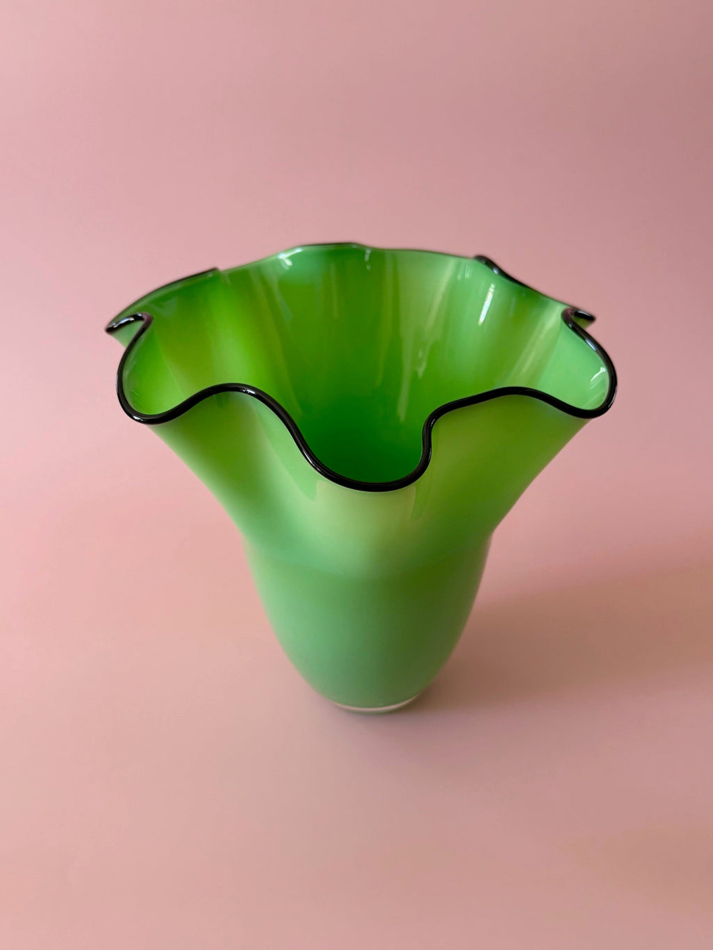 Fazzoletto Style Green Glass Vase