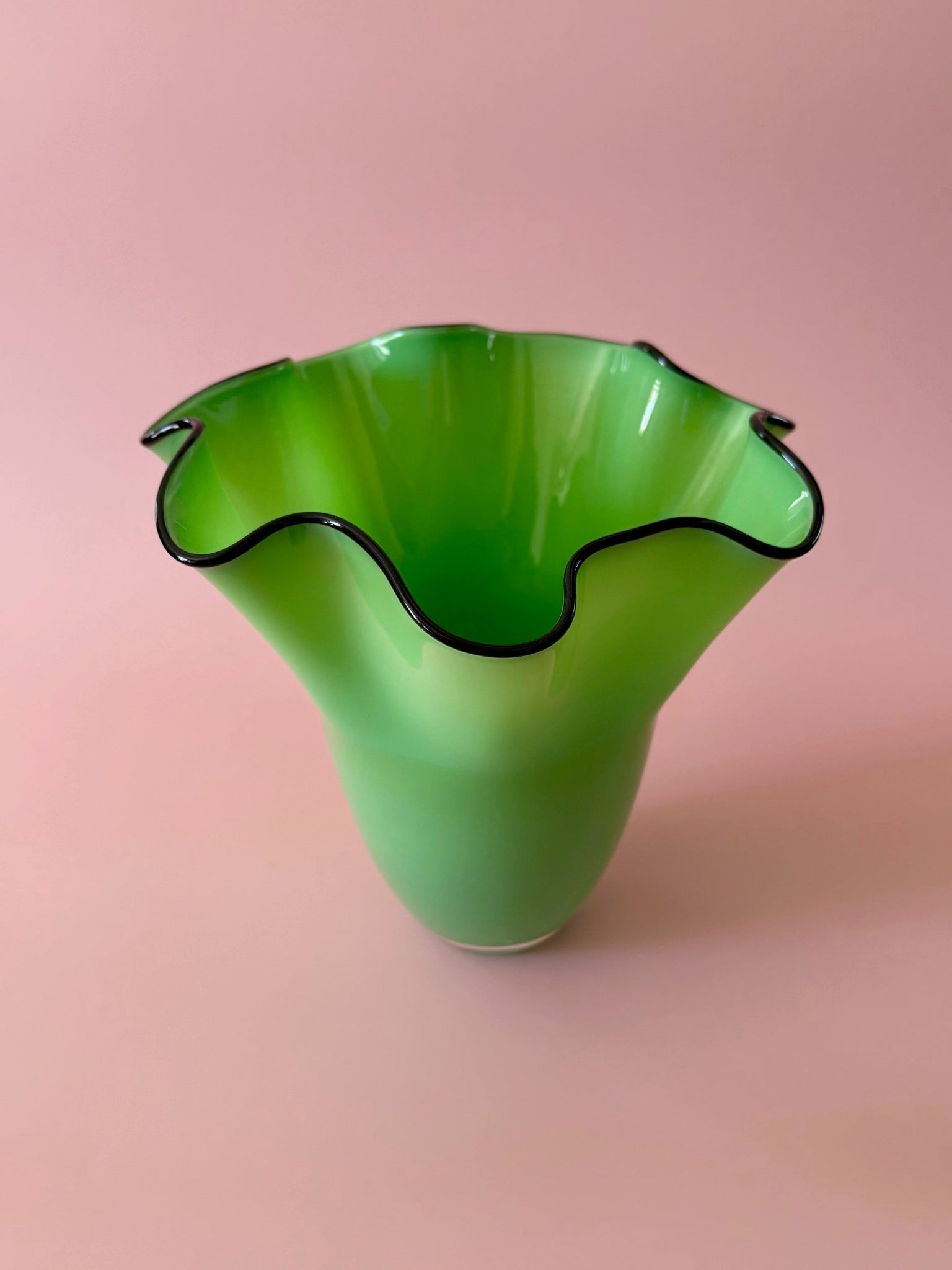 Fazzoletto Style Green Glass Vase