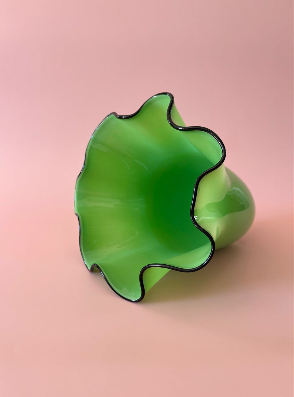 Fazzoletto Style Green Glass Vase