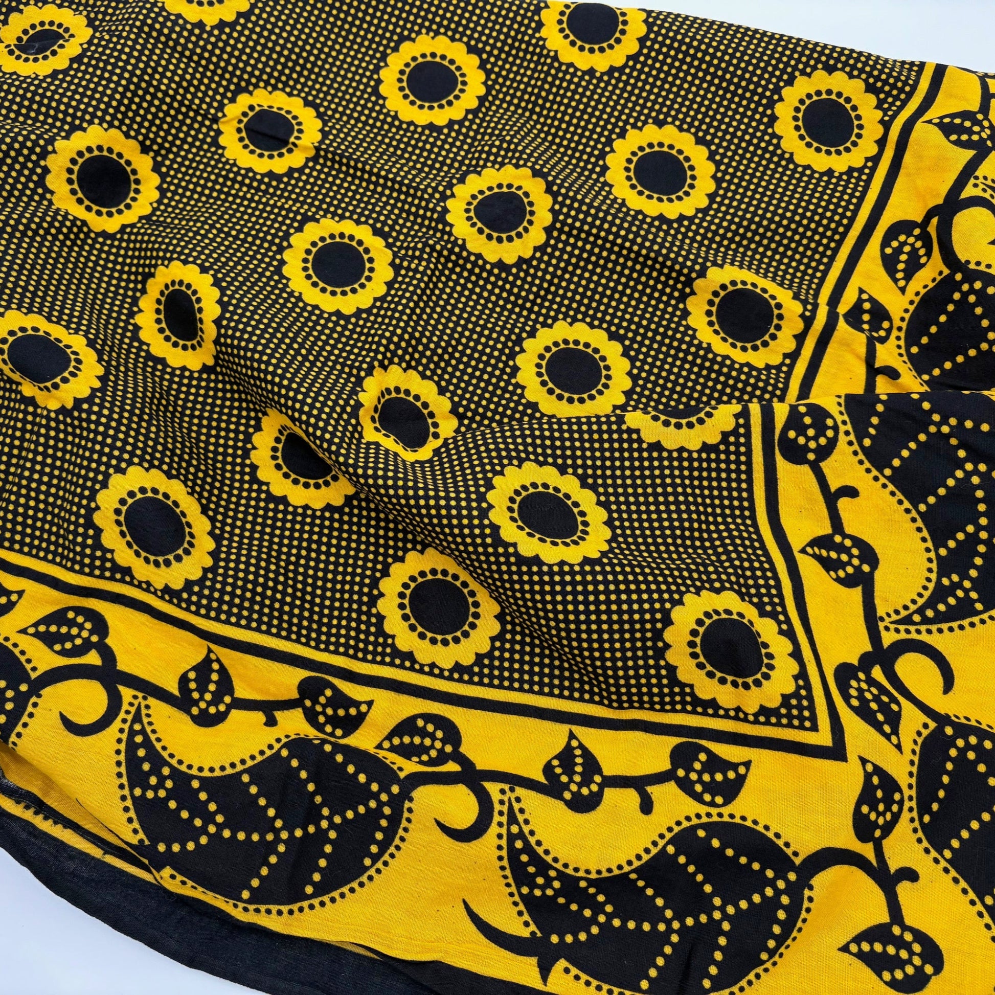 Yellow and Black Daisy Sarong