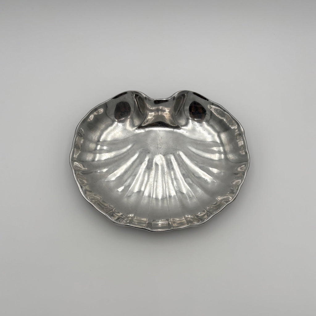 Vintage Pewter Seashell Serving Dish