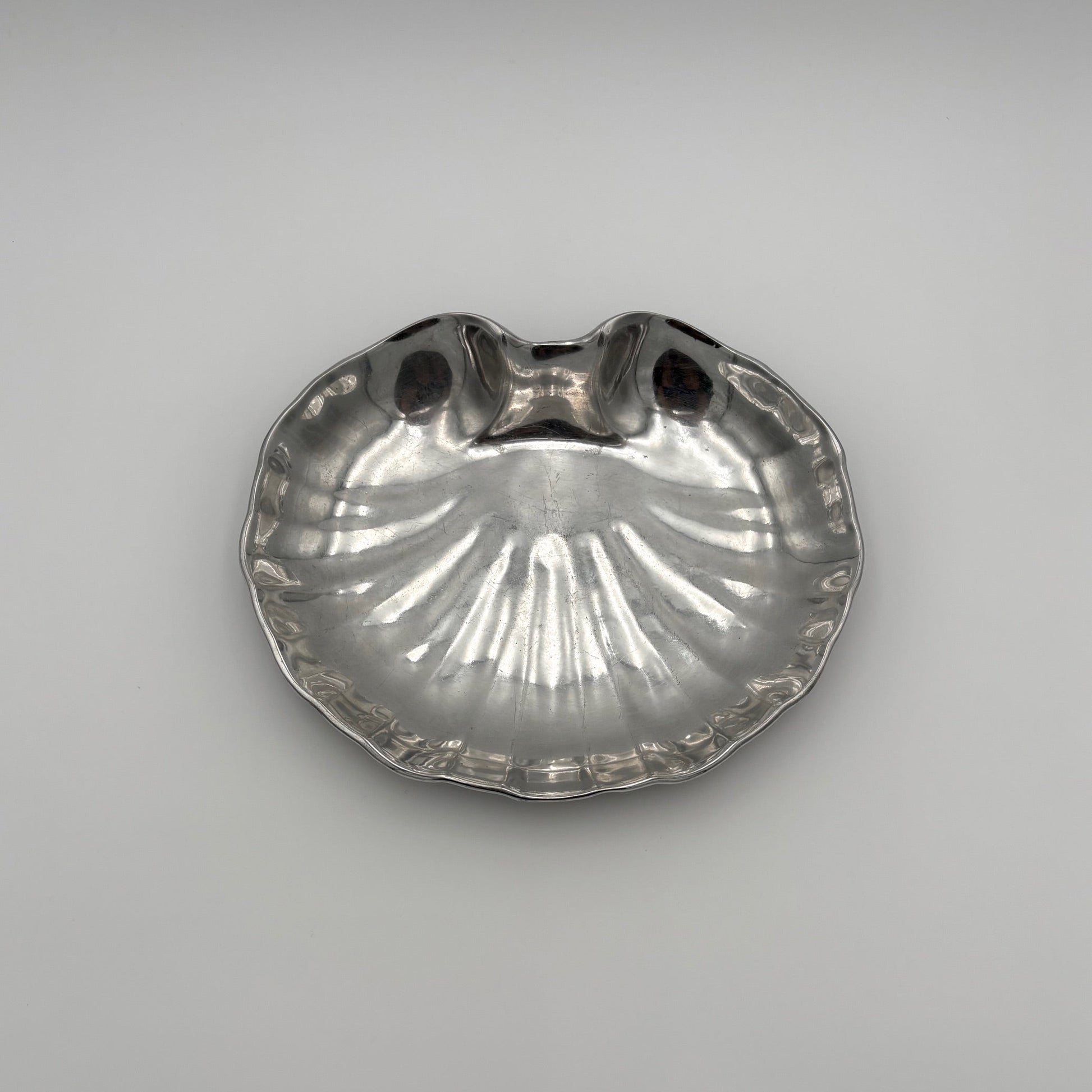 Vintage Pewter Seashell Serving Dish