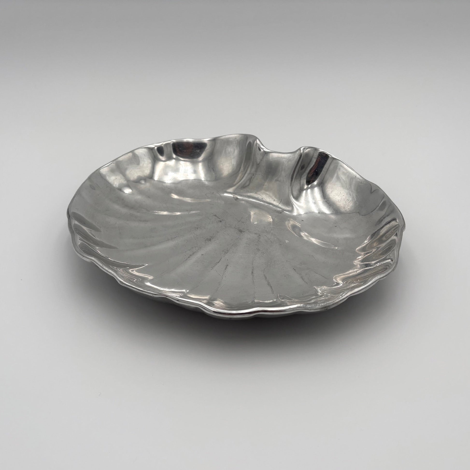 Vintage Pewter Seashell Serving Dish
