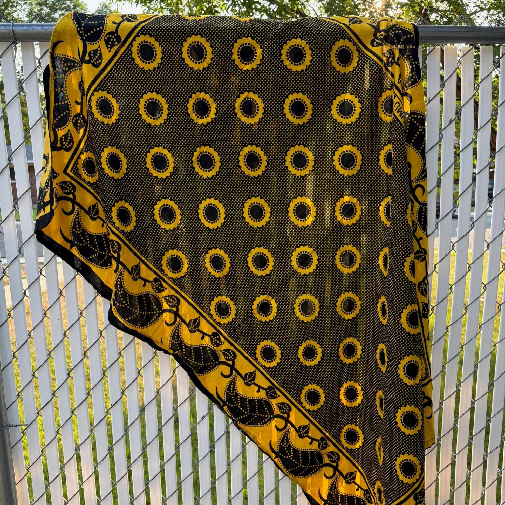 Yellow and Black Daisy Sarong