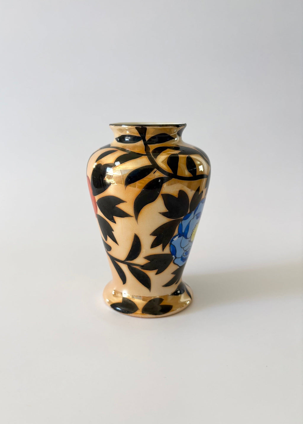 Small Vase with Black Leaves and Flowers