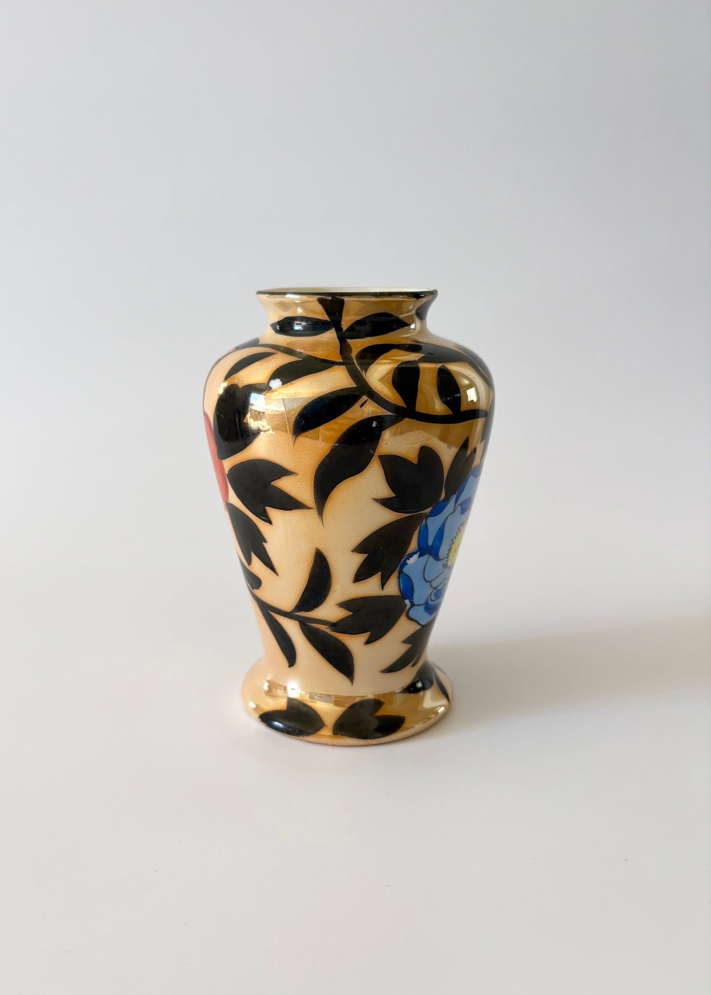 Small Vase with Black Leaves and Flowers