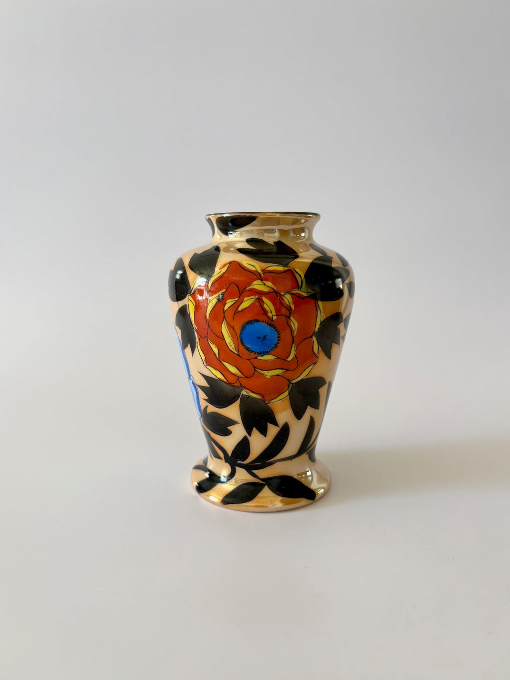 Small Vase with Black Leaves and Flowers