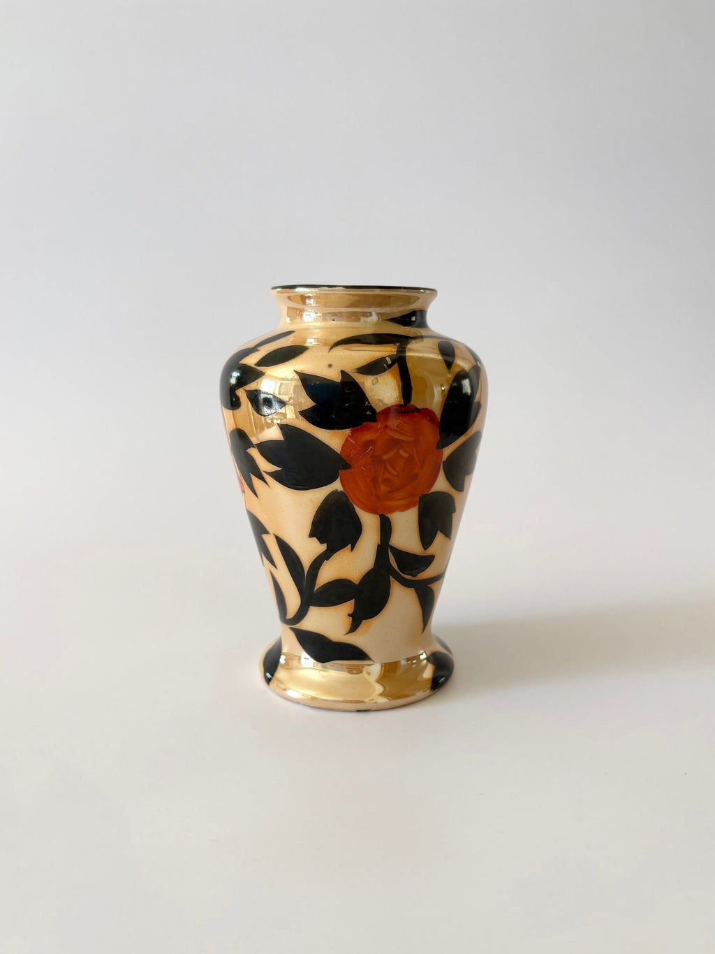 Small Vase with Black Leaves and Flowers