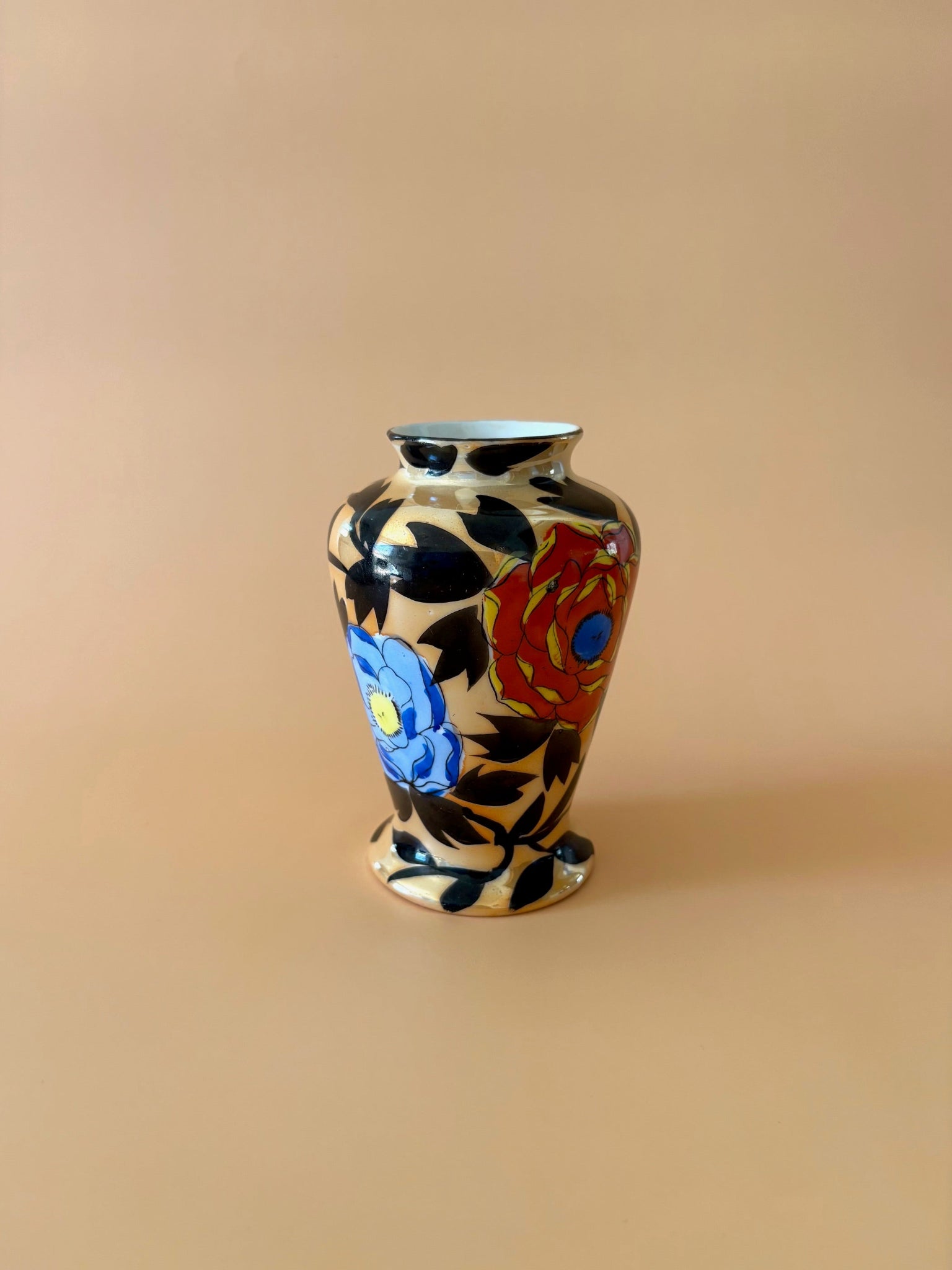 Small Vase with Black Leaves and Flowers