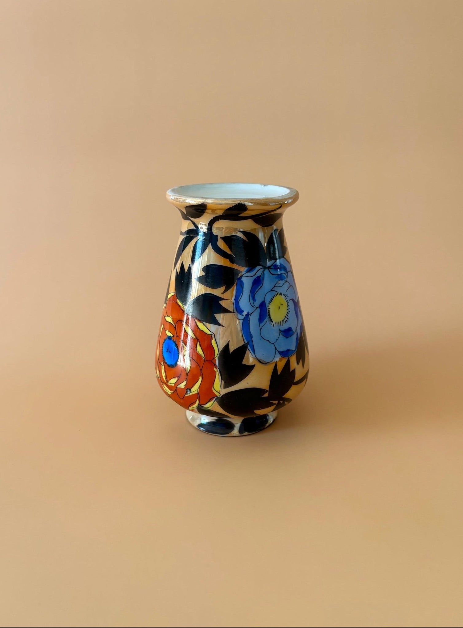 Small Vase with Black Leaves and Flowers