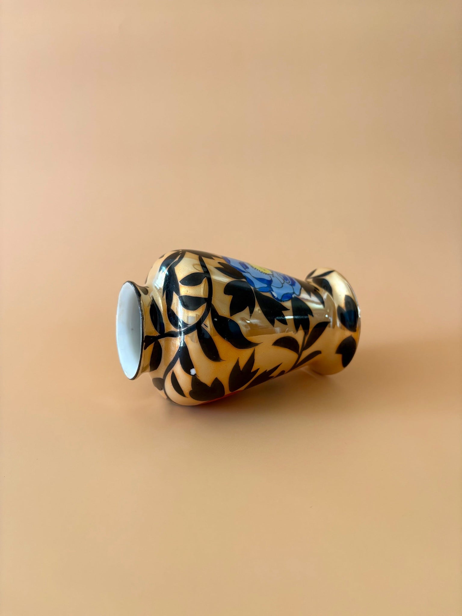Small Vase with Black Leaves and Flowers