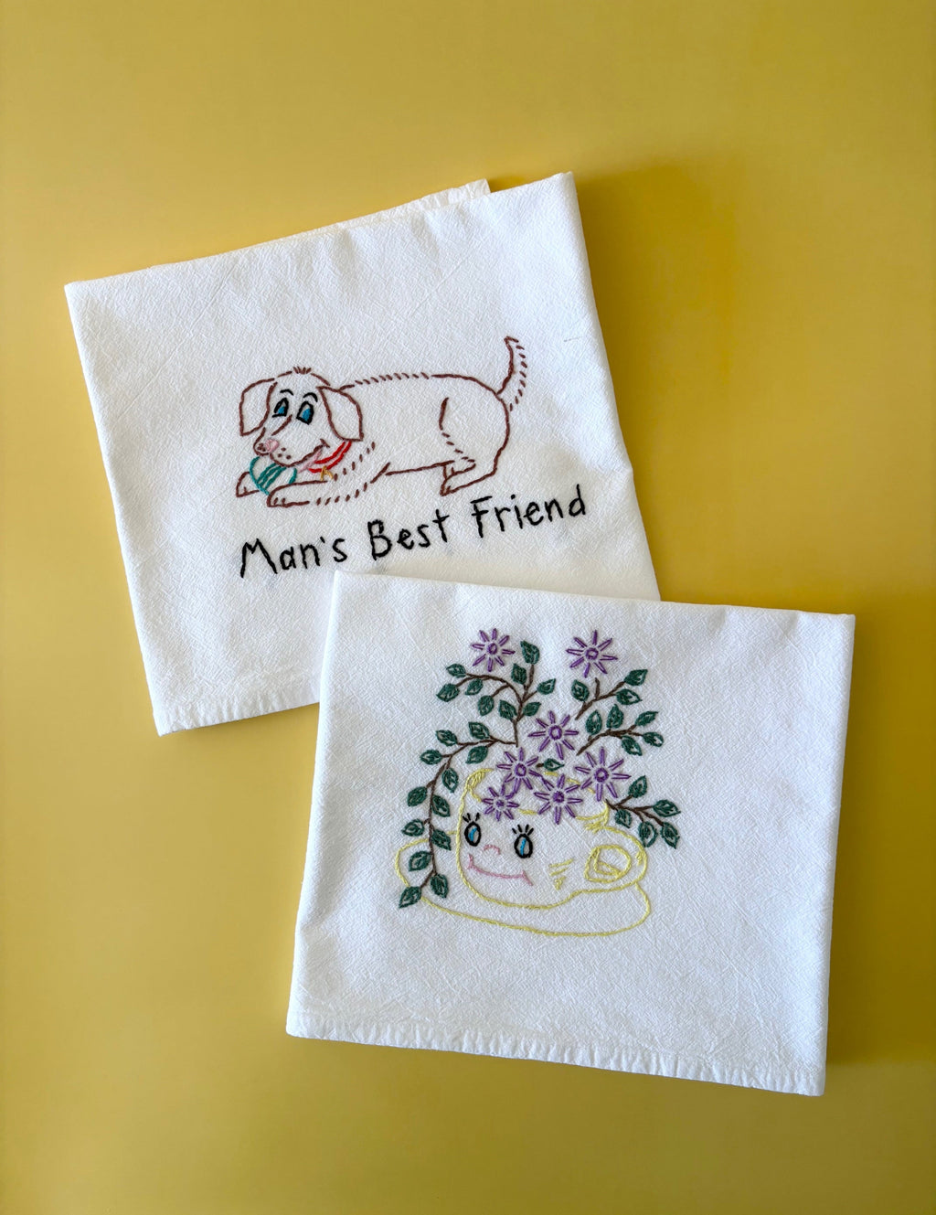Hand Embroidered Tea Towels