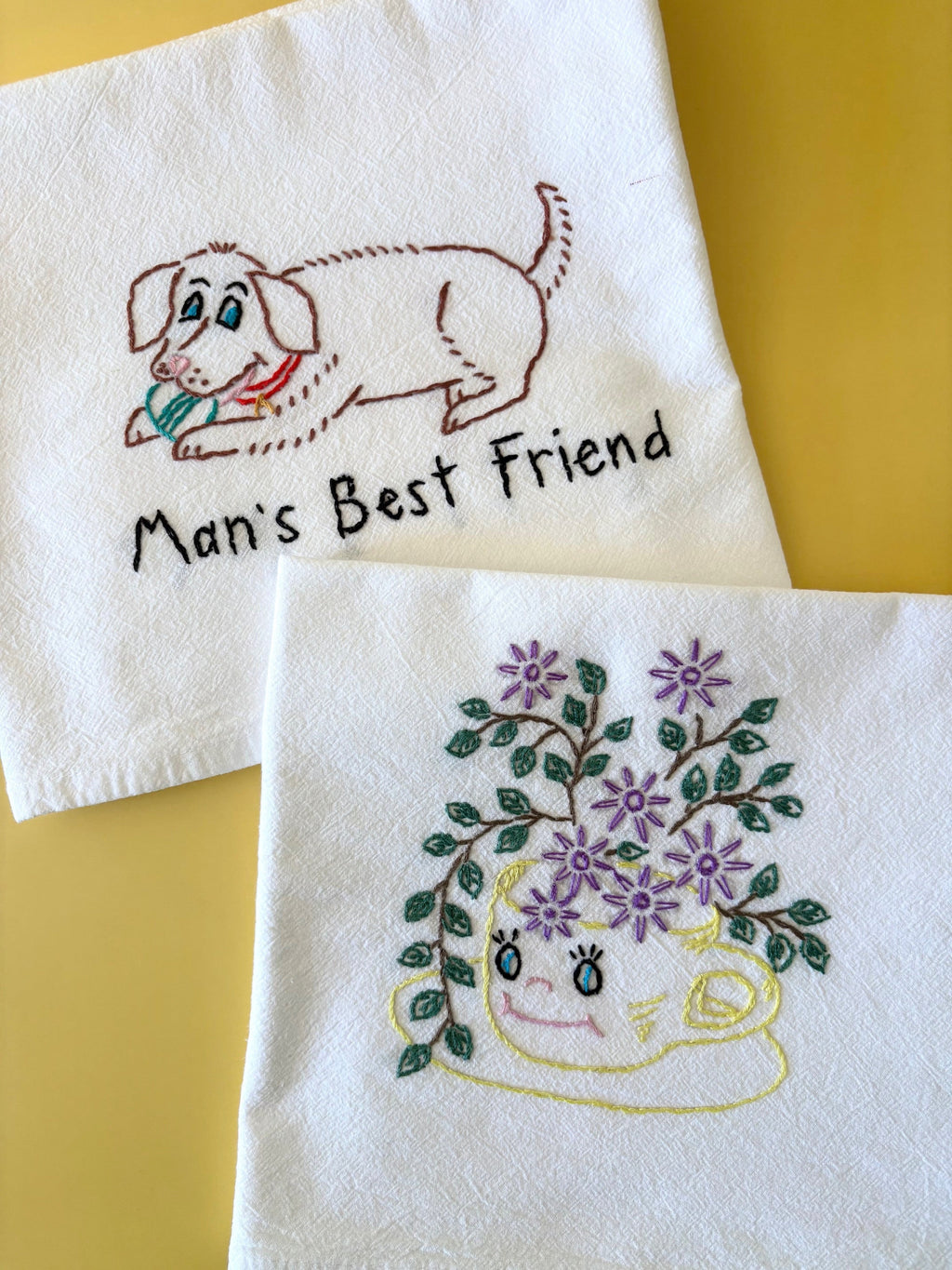 Hand Embroidered Tea Towels