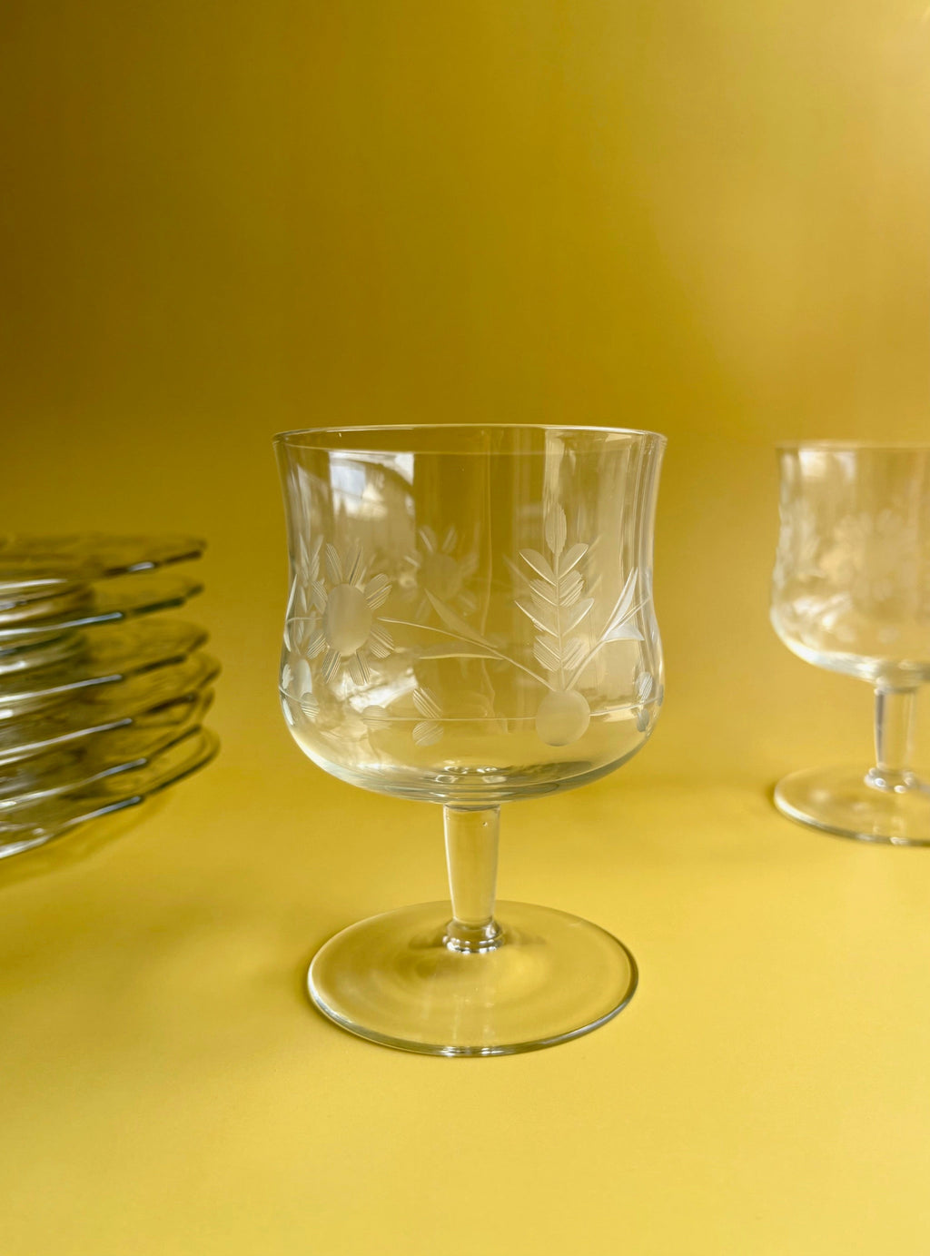 Floral Etched Cocktail Glasses