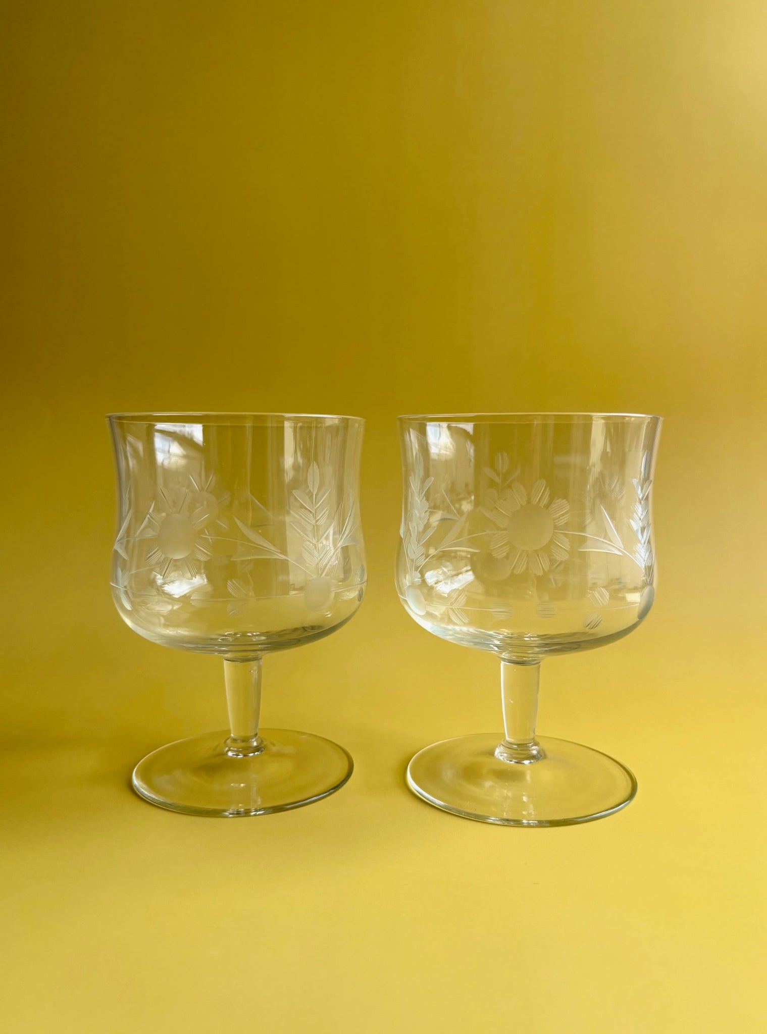Floral Etched Cocktail Glasses
