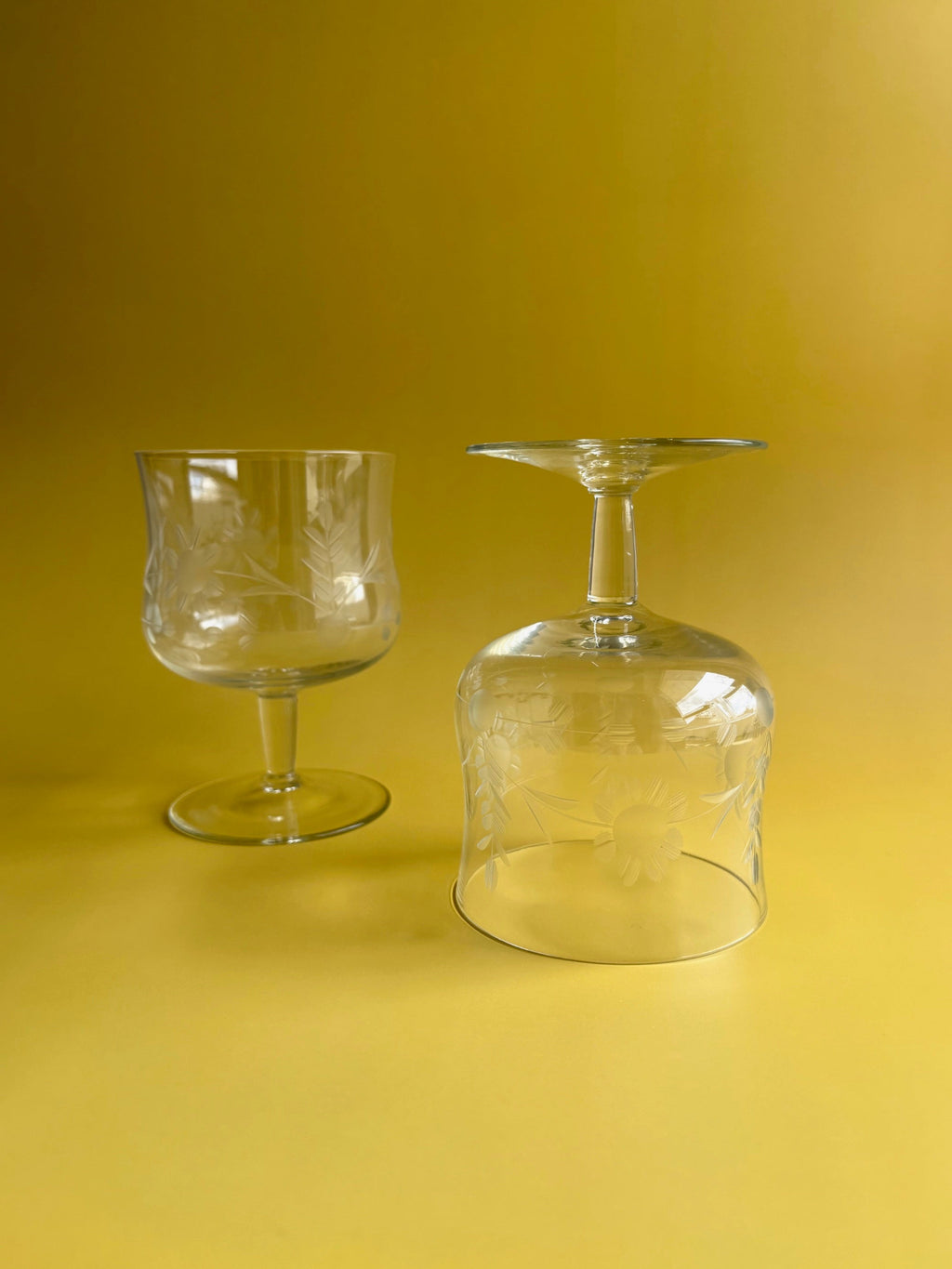 Floral Etched Cocktail Glasses