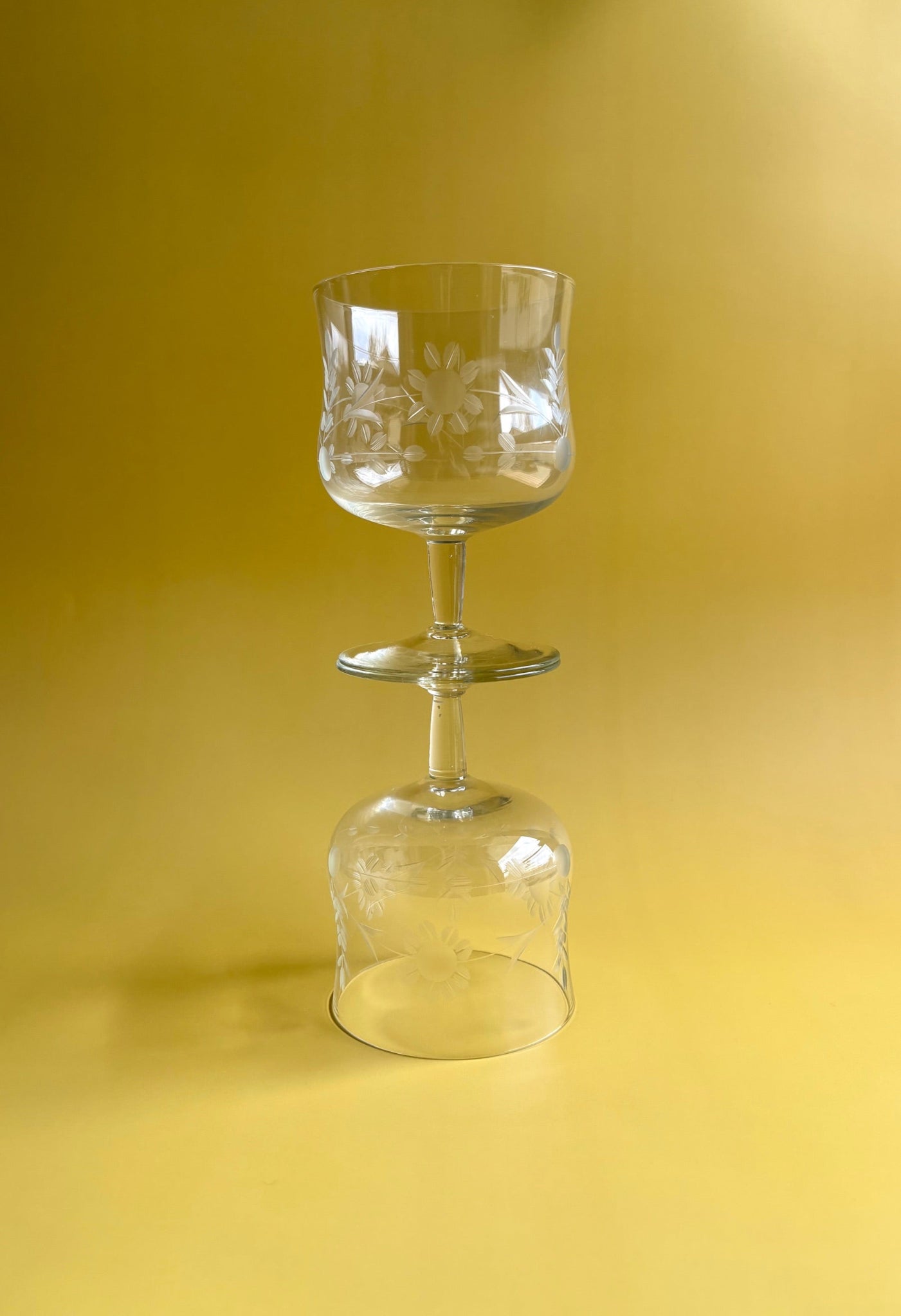 Floral Etched Cocktail Glasses